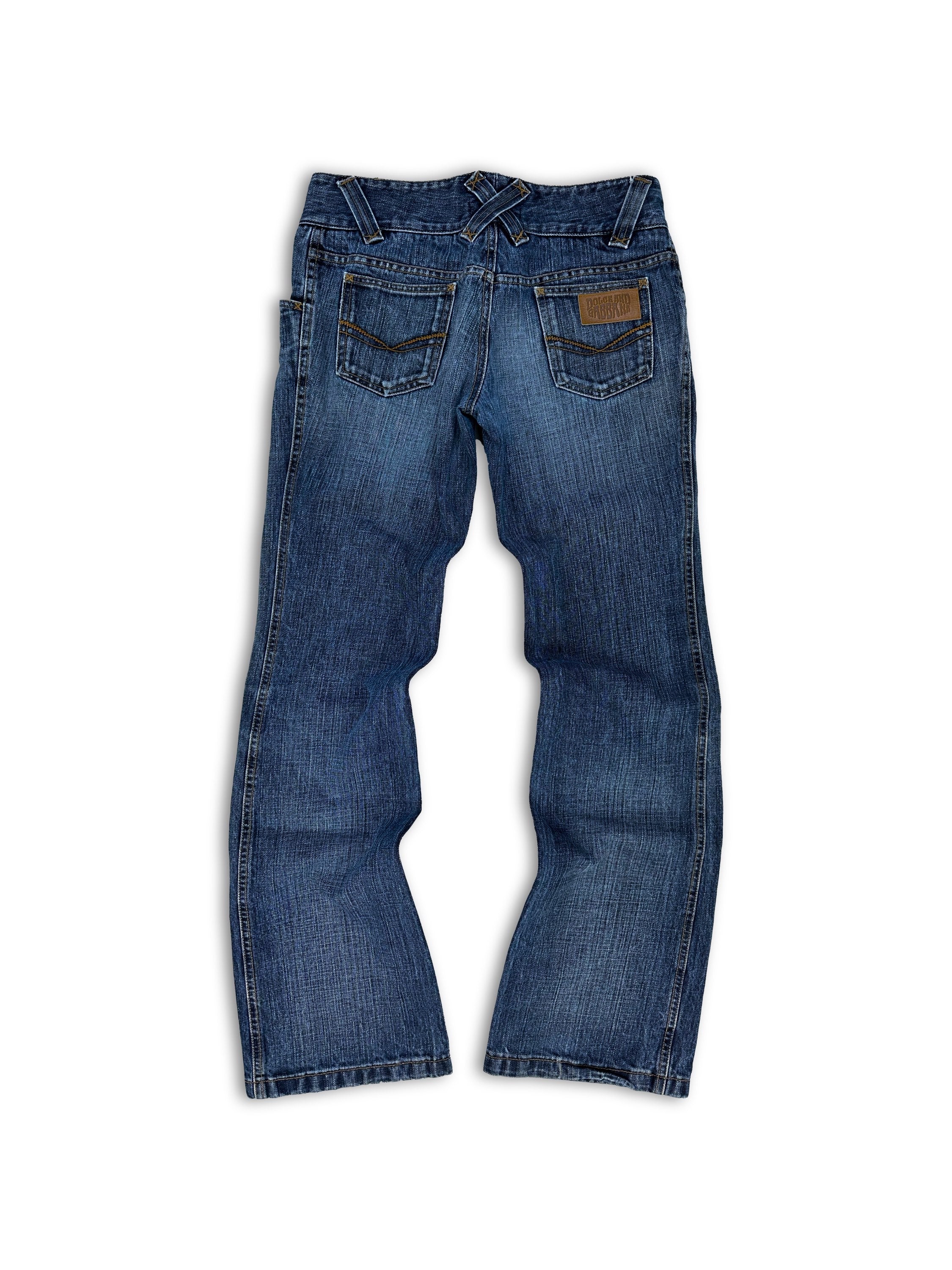 00s Dolce &amp; Gabbana Blue Hippie Logo Flared Denim