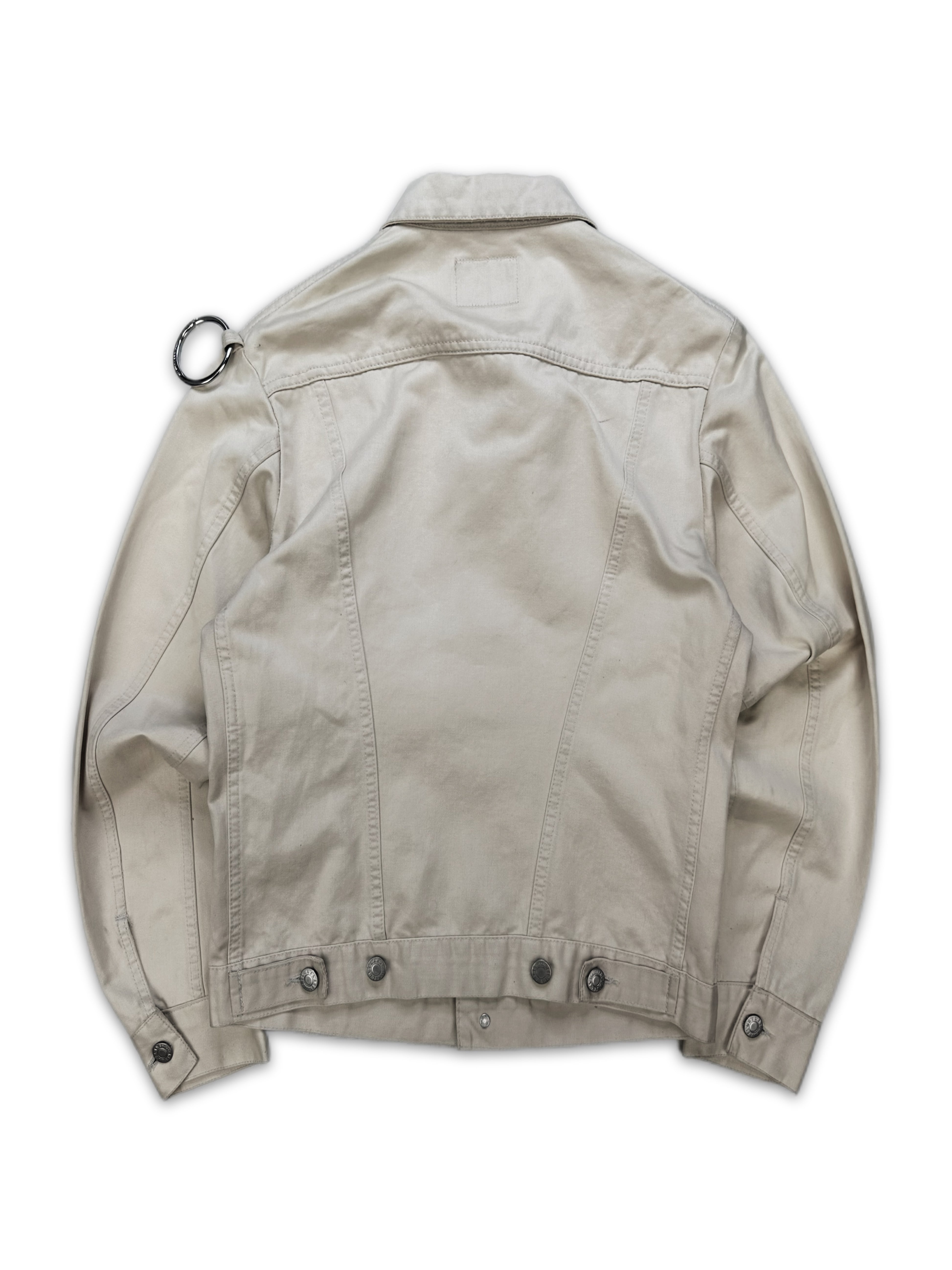 SS97 Helmut Lang ‘Cock Ring’ Cream Patched Denim Trucker Jacket