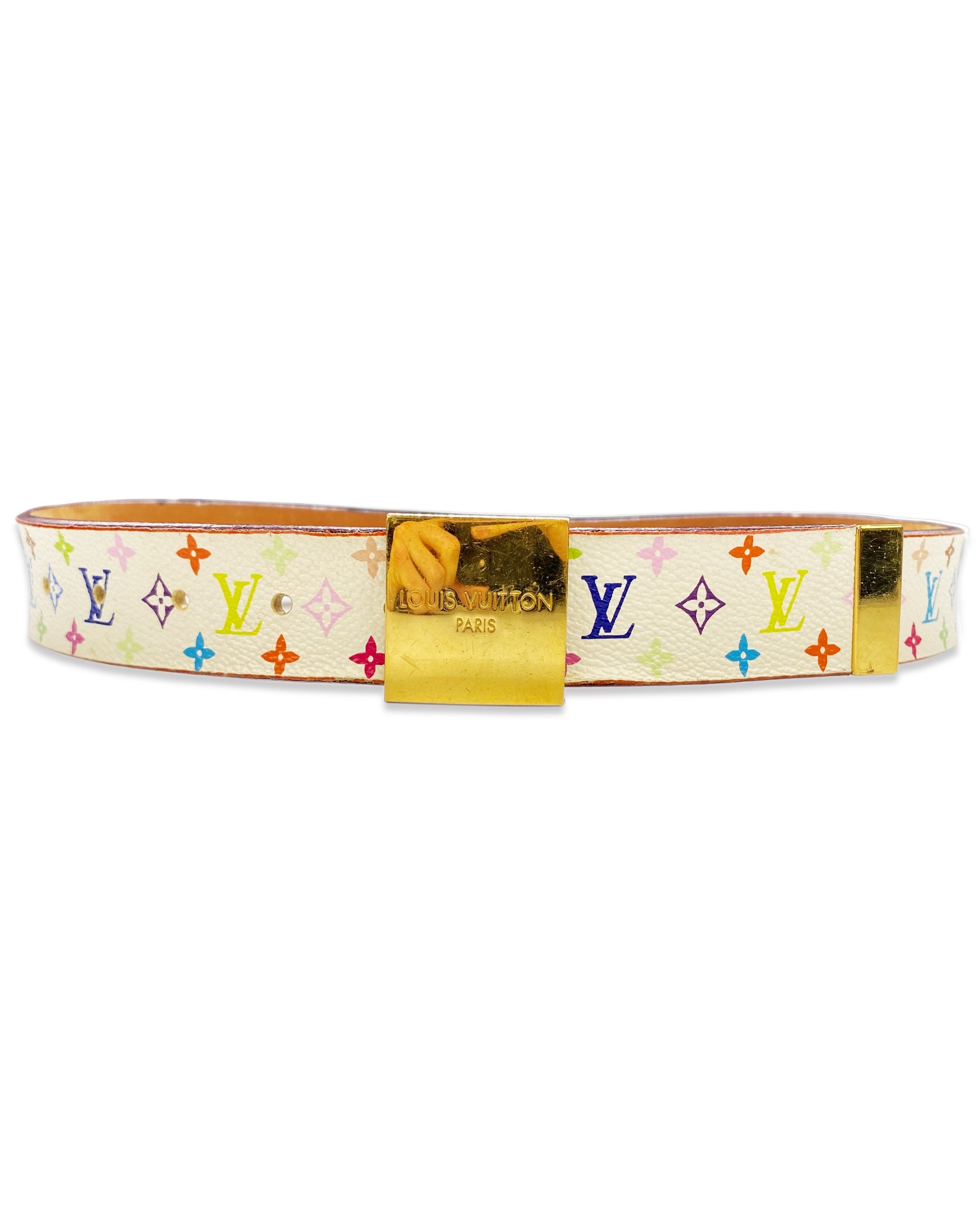 SS03 Louis Vuitton  x Takashi Murakami Rainbow Monogram Leather Belt