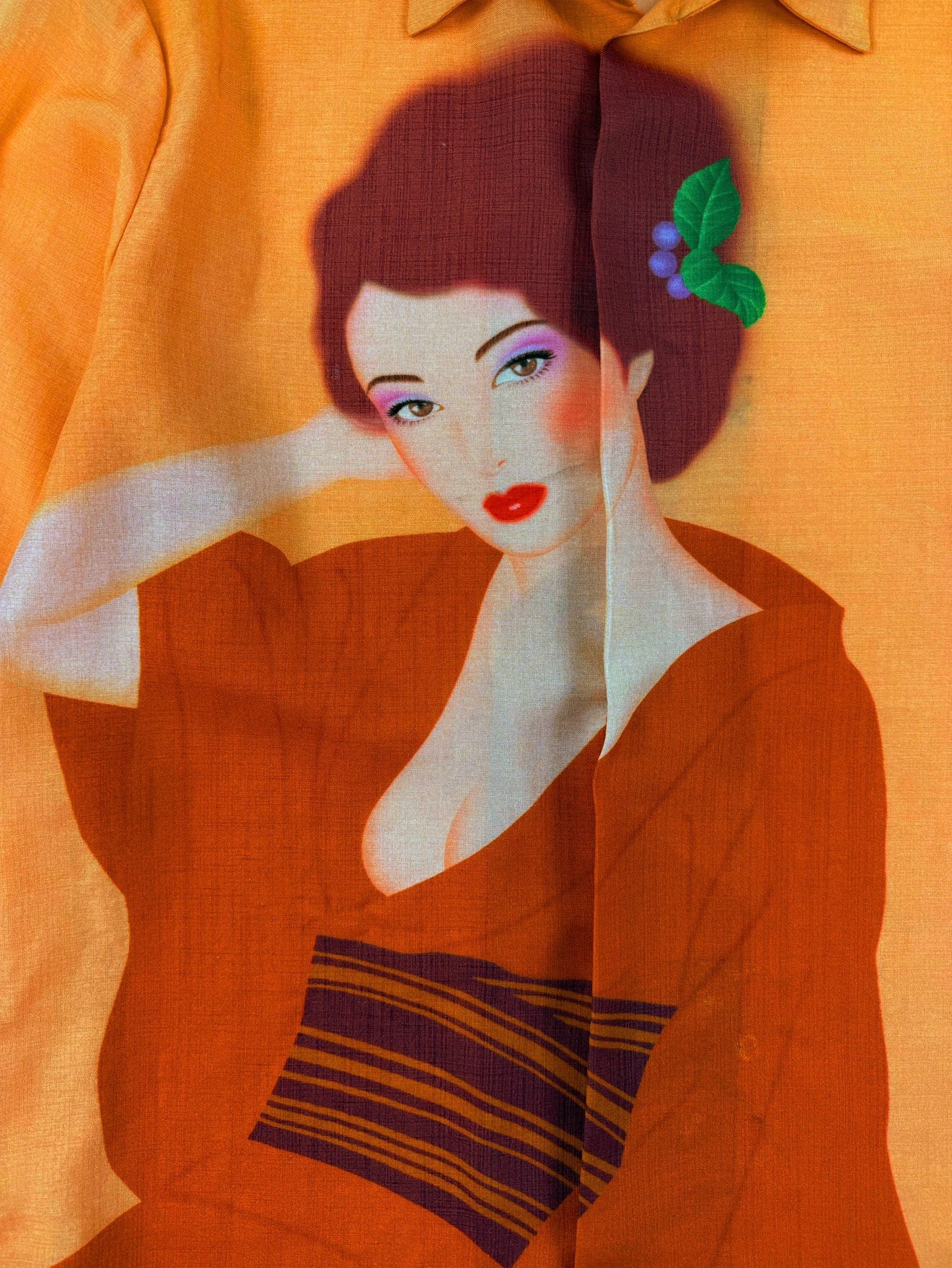 SS02 Yohji Yamamoto Homme Saeko Orange Pin Up Button Long Sleeve 🍊