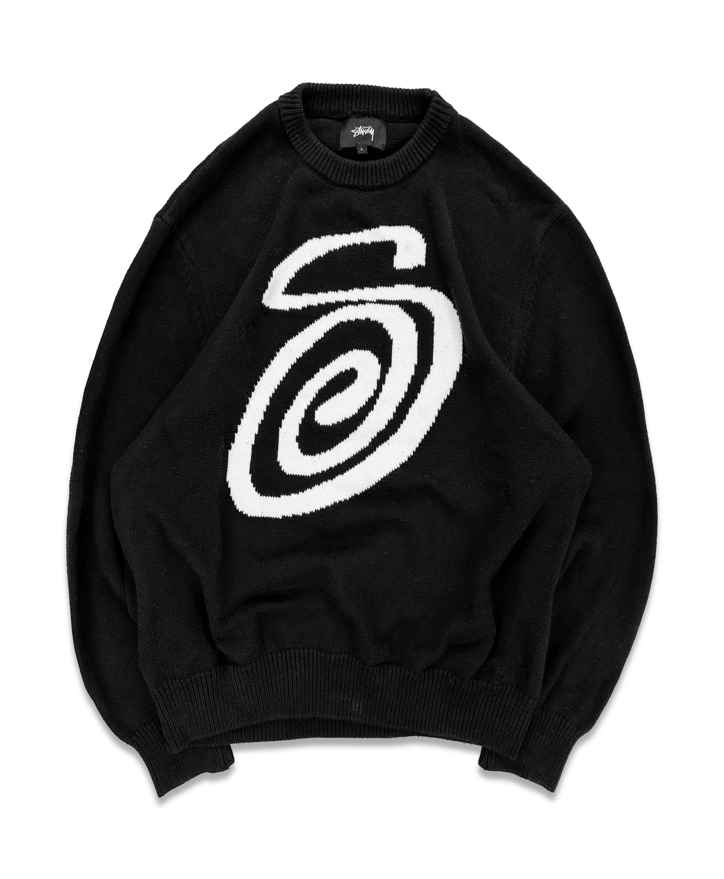 AW22 Stüssy Curly ‘S’ Logo Black Heavy Weight Knitted Sweater