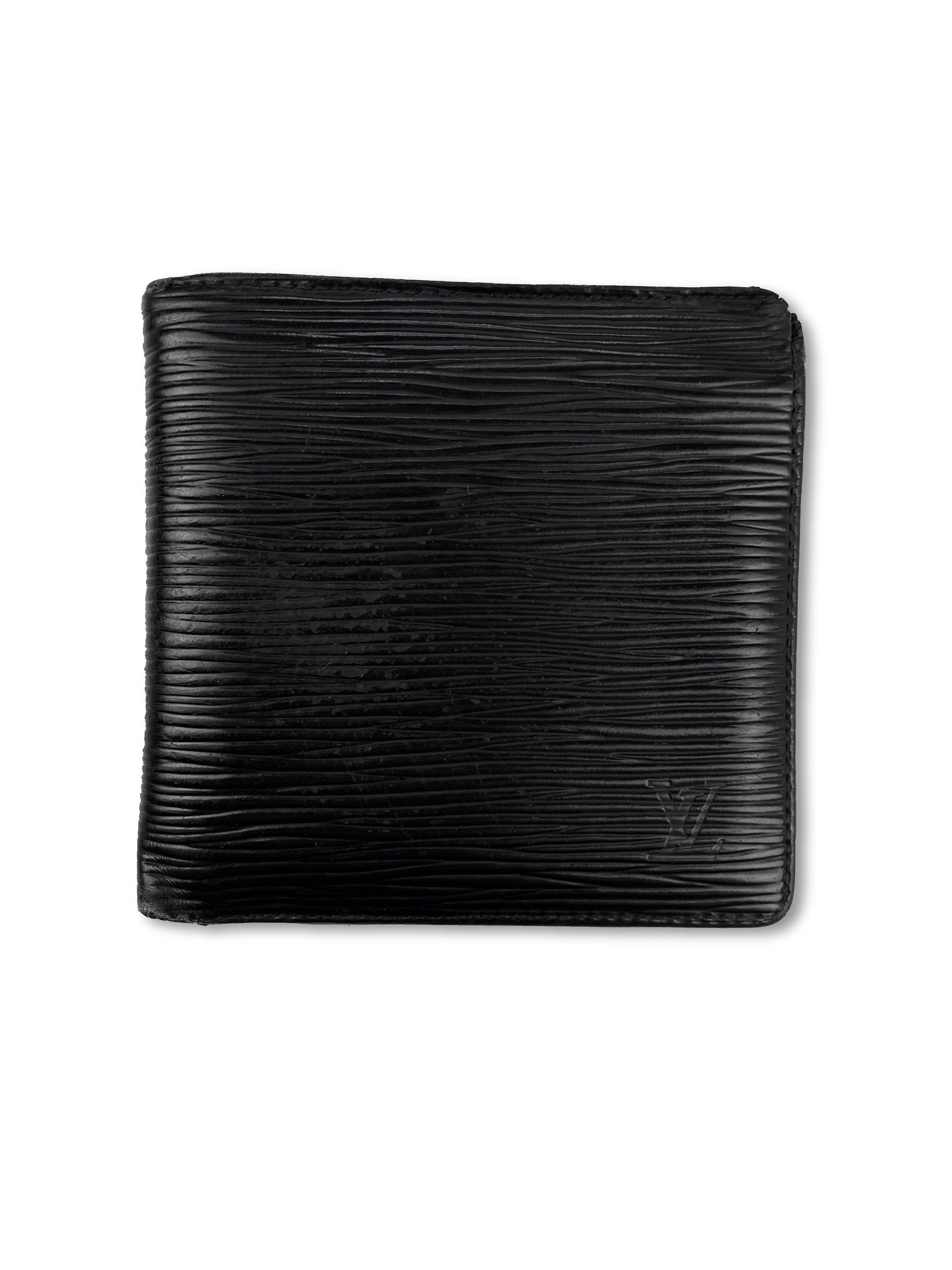 Louis Vuitton Black Epi Bifold Embossed LV Logo Wallet