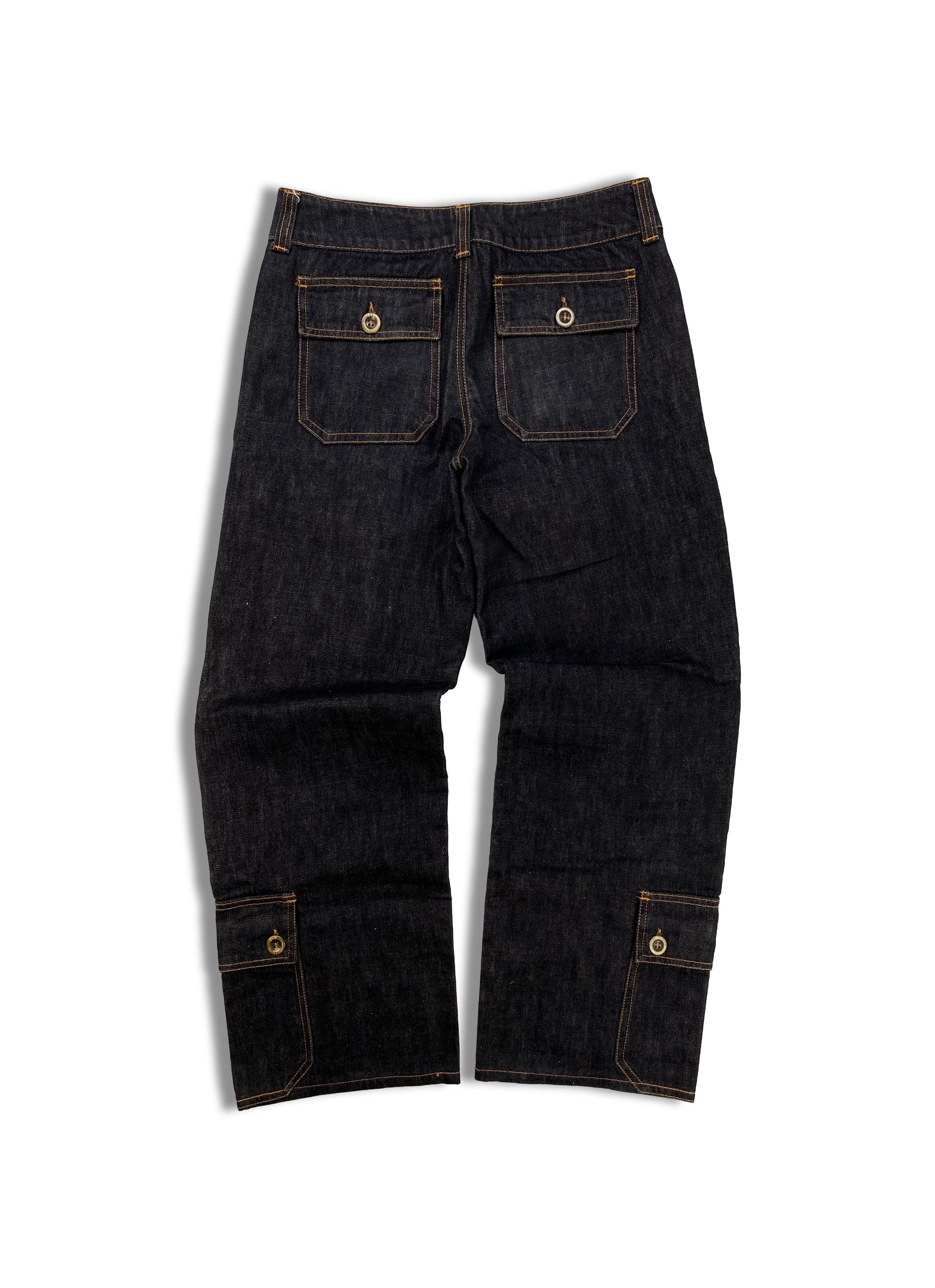 00s Dolce &amp; Gabbana Heavyweight Reinforced Dark Wash Cargo Denim