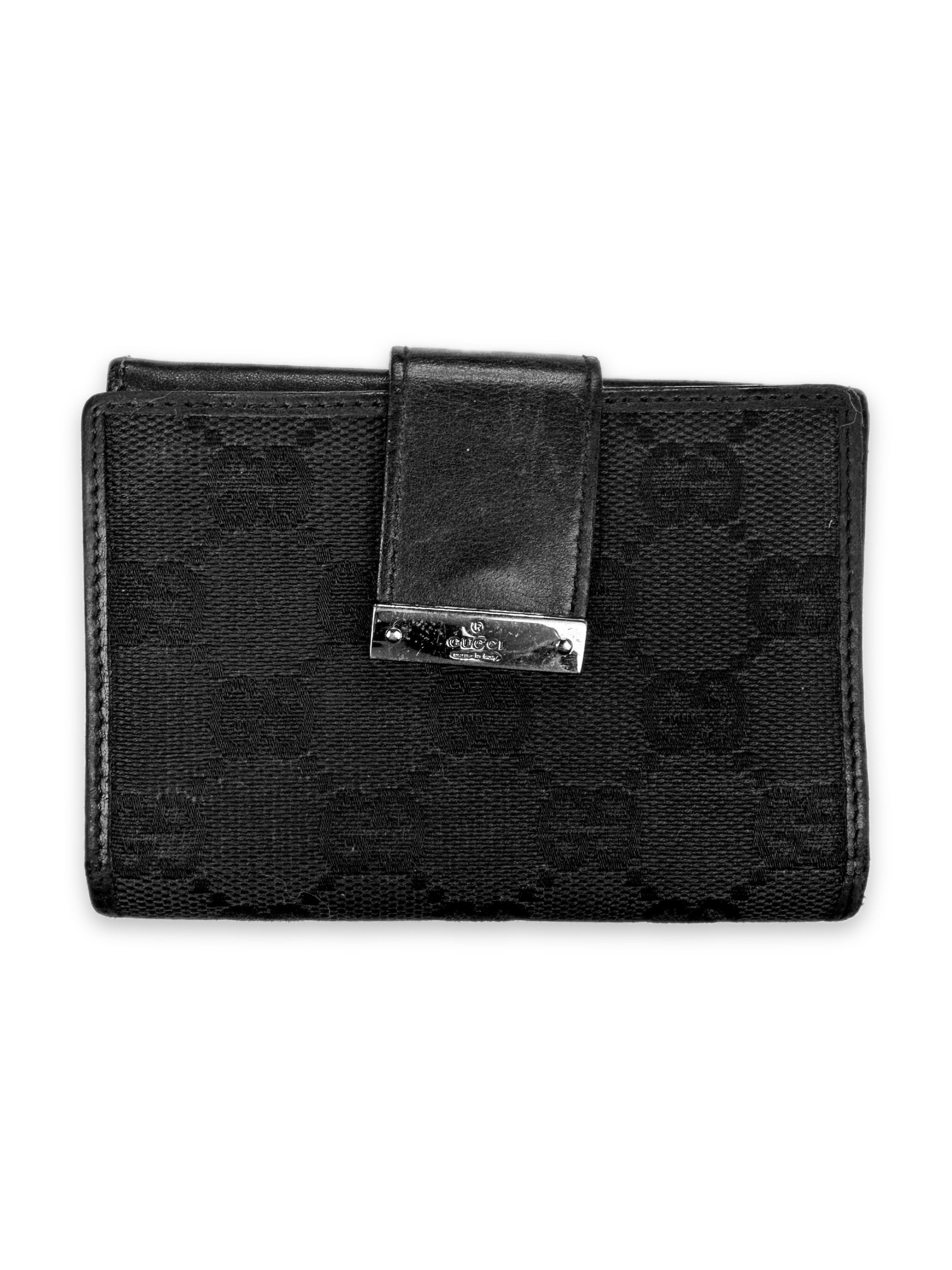 Gucci Black GG Monogram Leather Bifold Wallet
