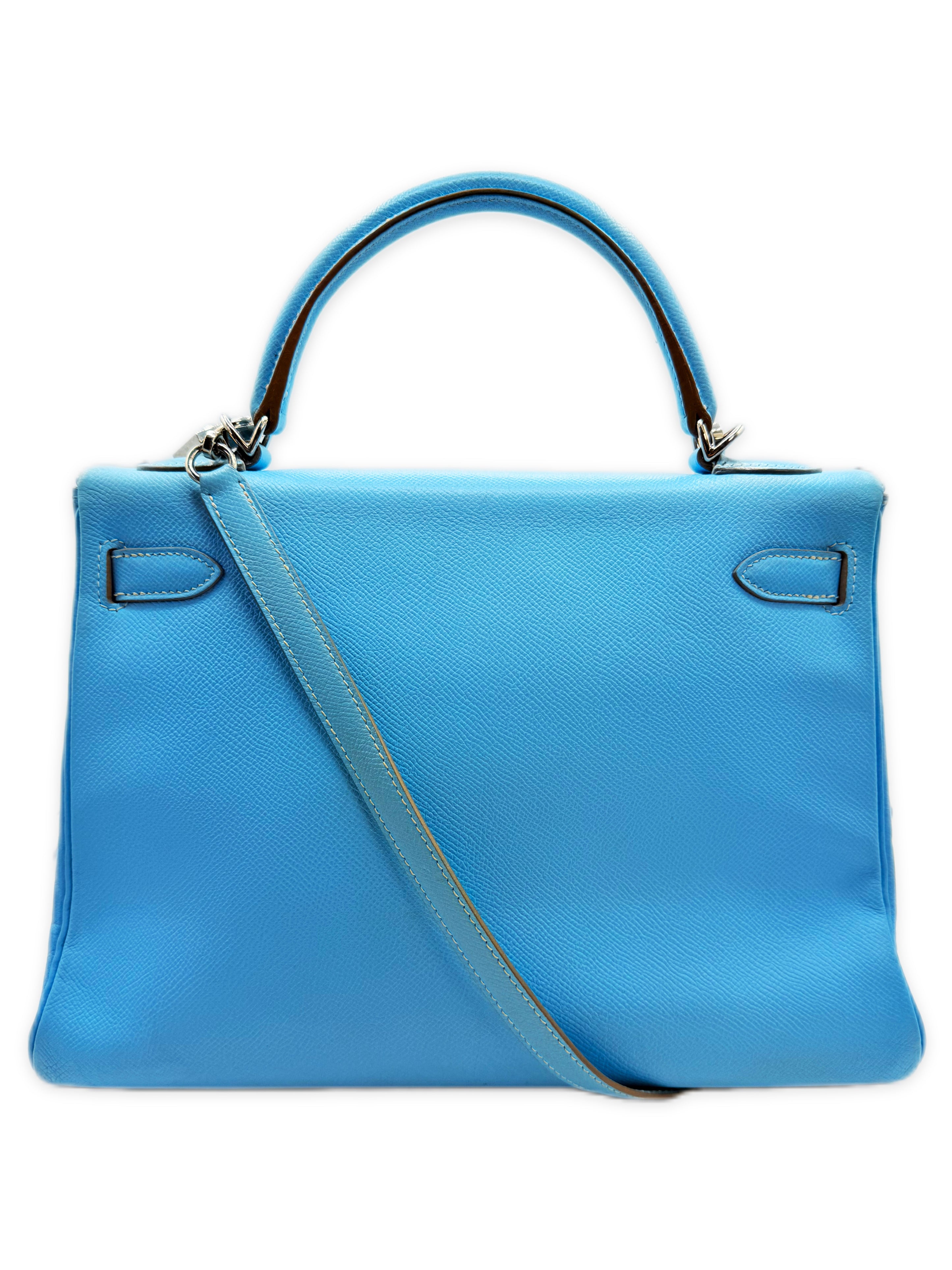AW11 Hermès Kelly 32 Retourne Candy Bleu Celeste Hand Bag
