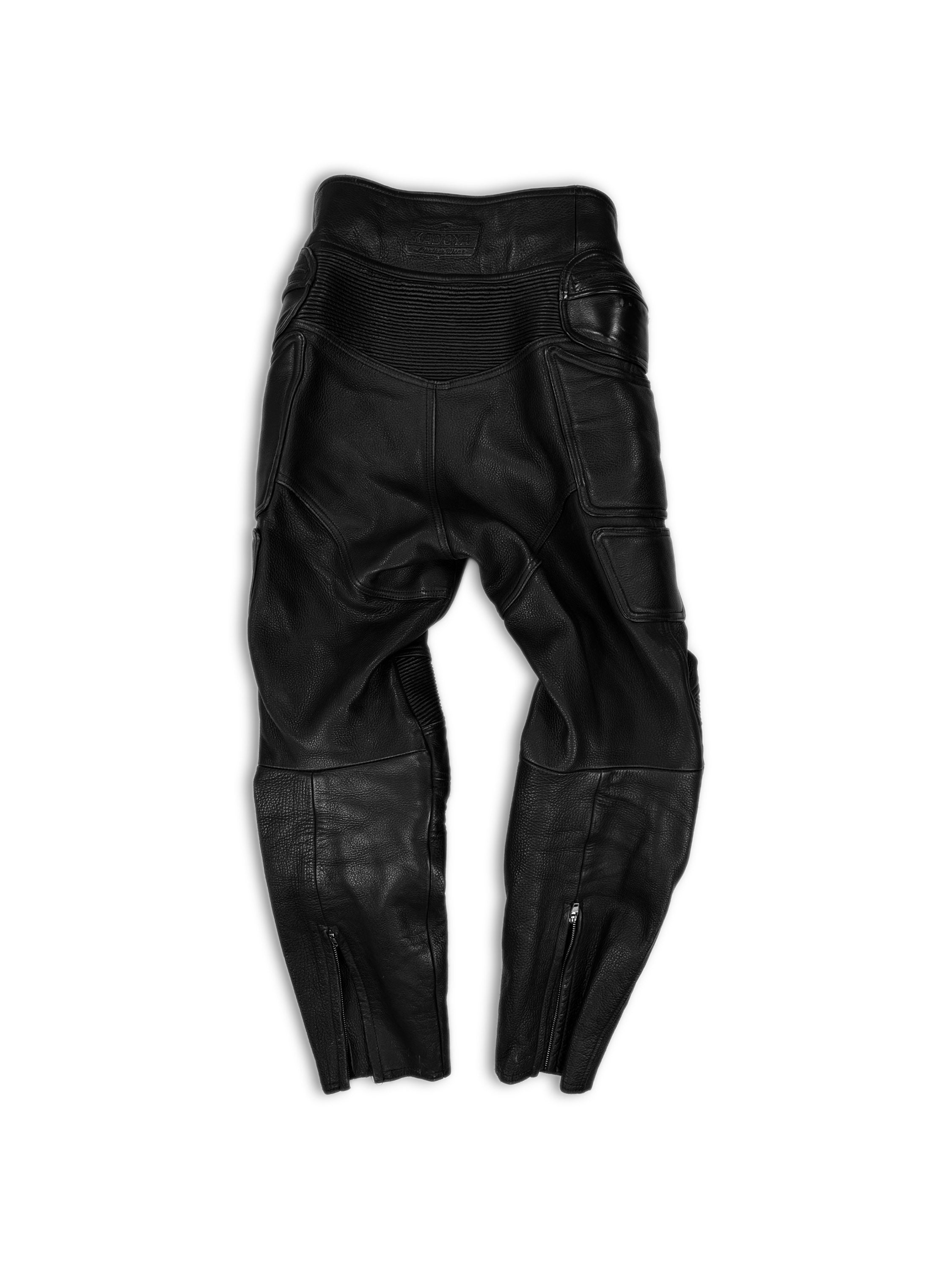 00s Kadoya Black Leather ‘Armoured’ Reinforced Biker Pants