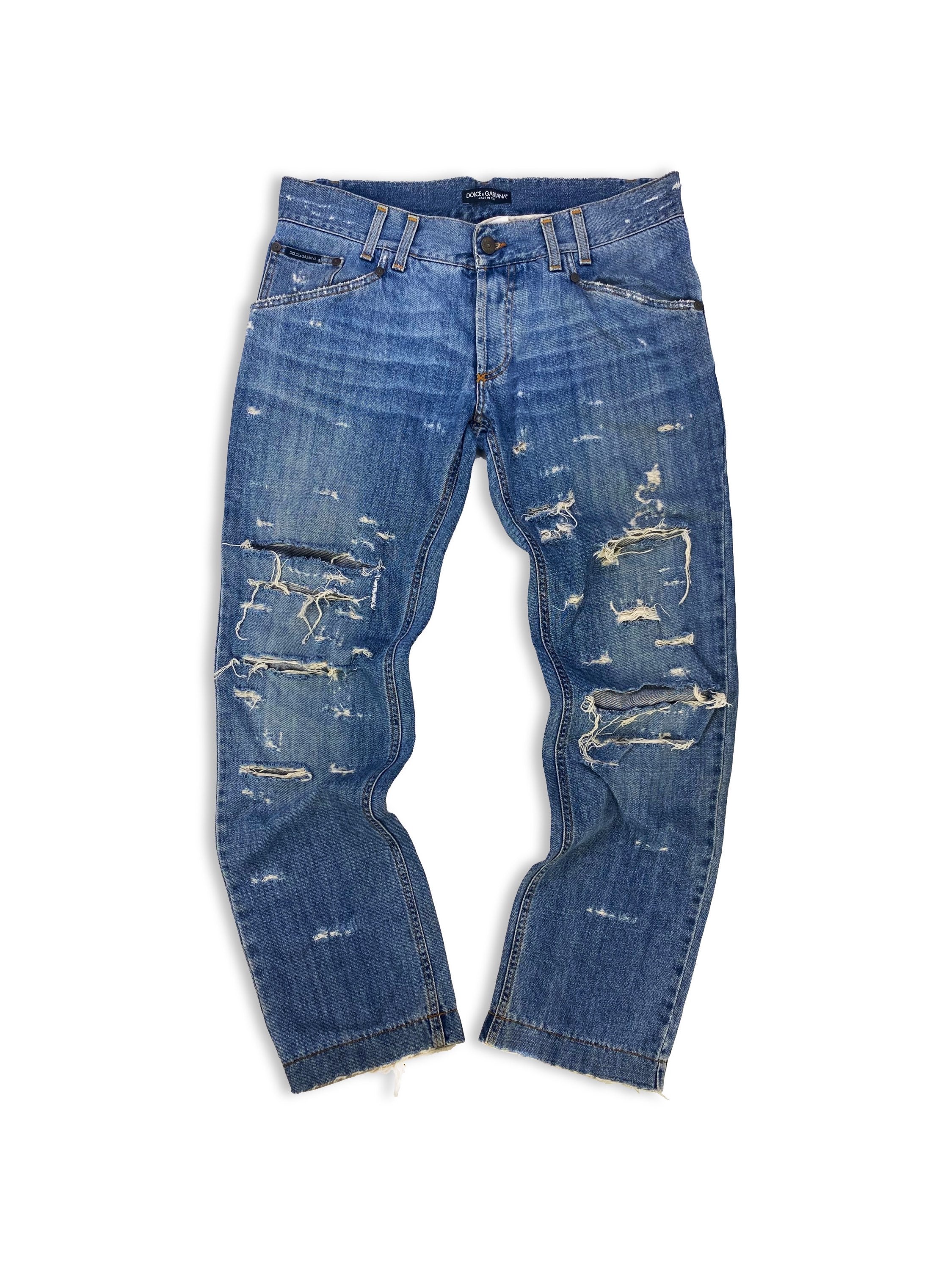 00s Dolce & Gabbana Distressed Light Wash Denim