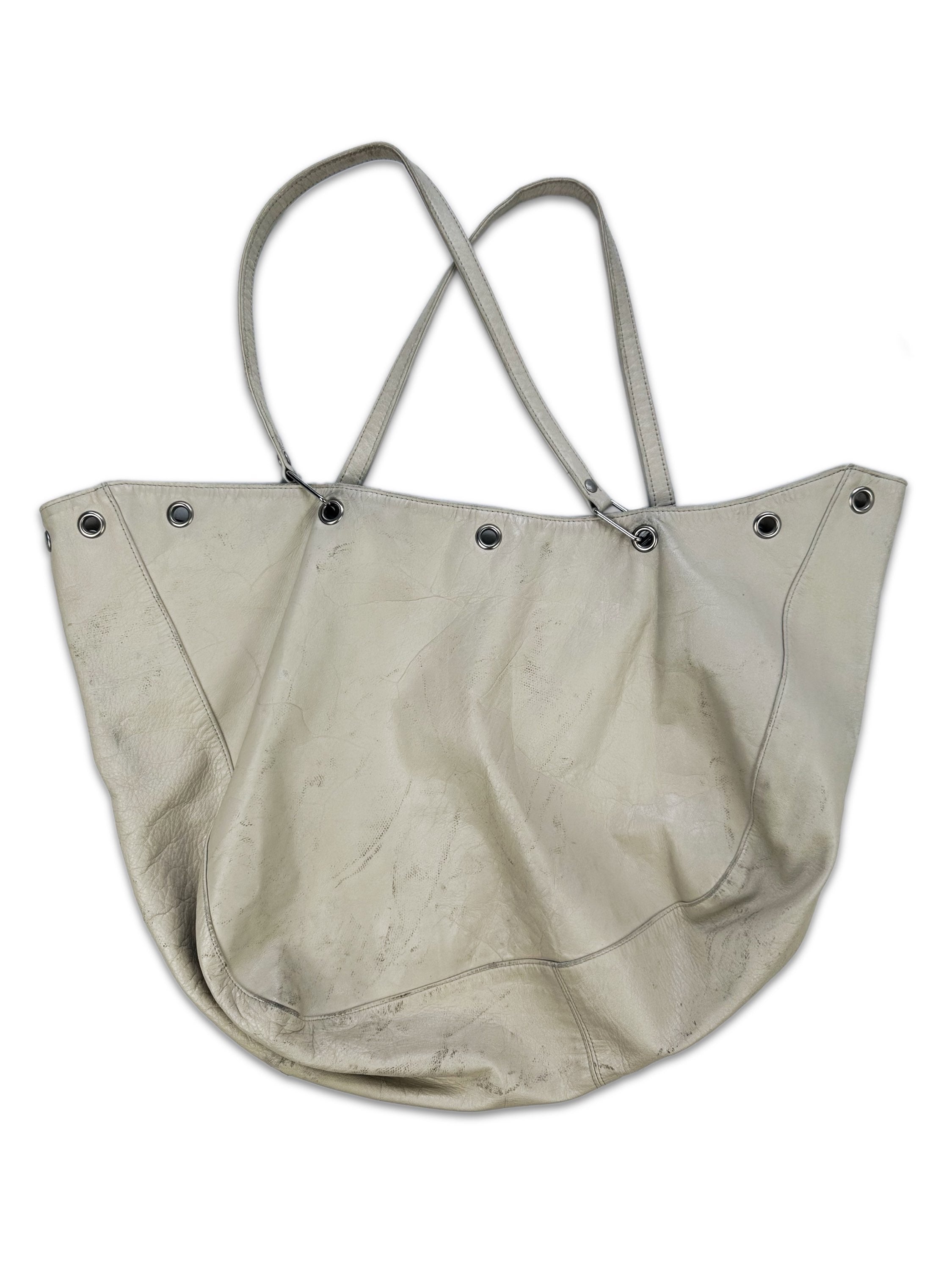 AW99 Helmut Lang White Leather Eyelet Hand Bag