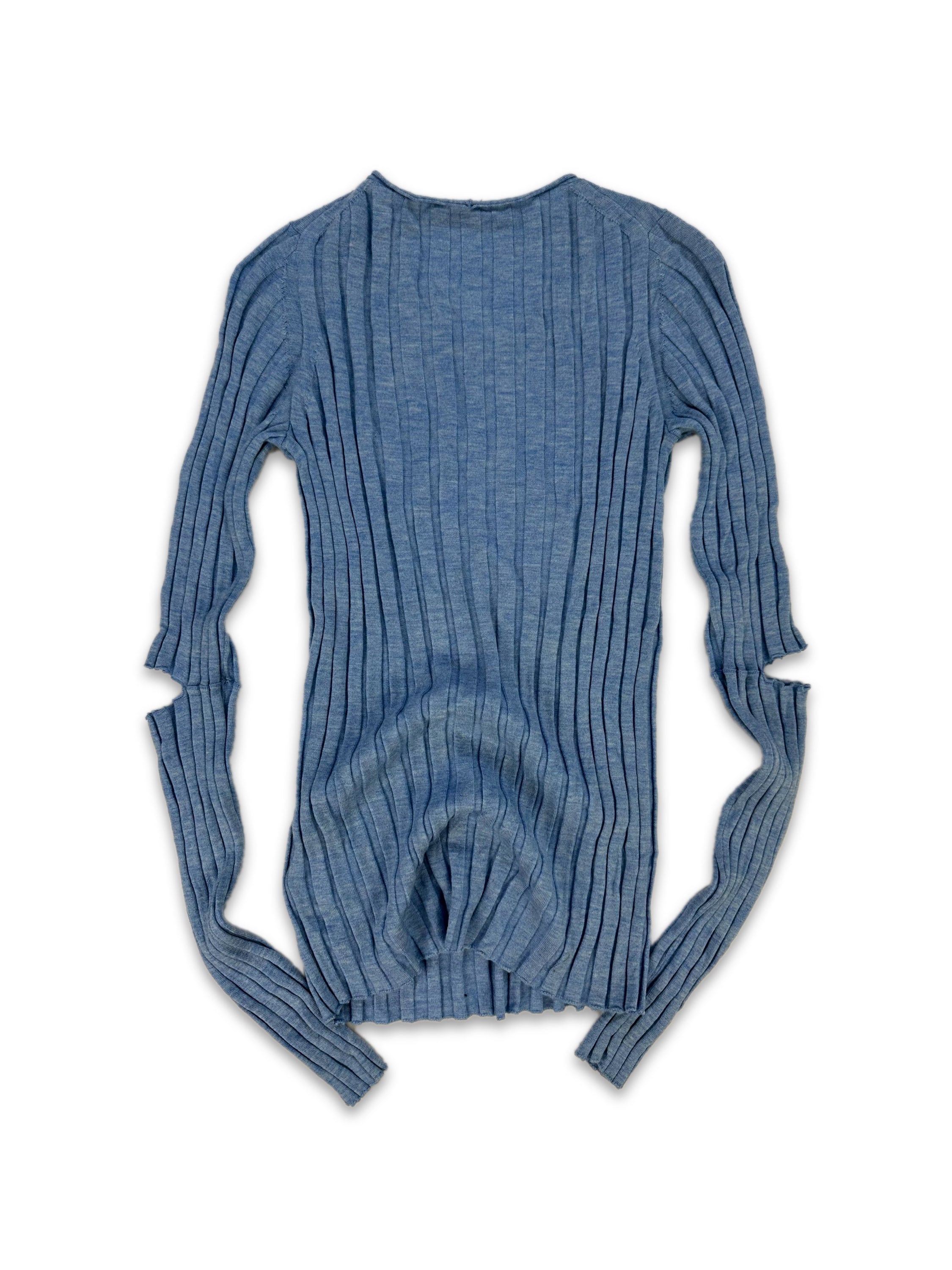 00s Helmut Lang ‘Cut Out’ Elbow Ribbed Long Sleeve Shirt