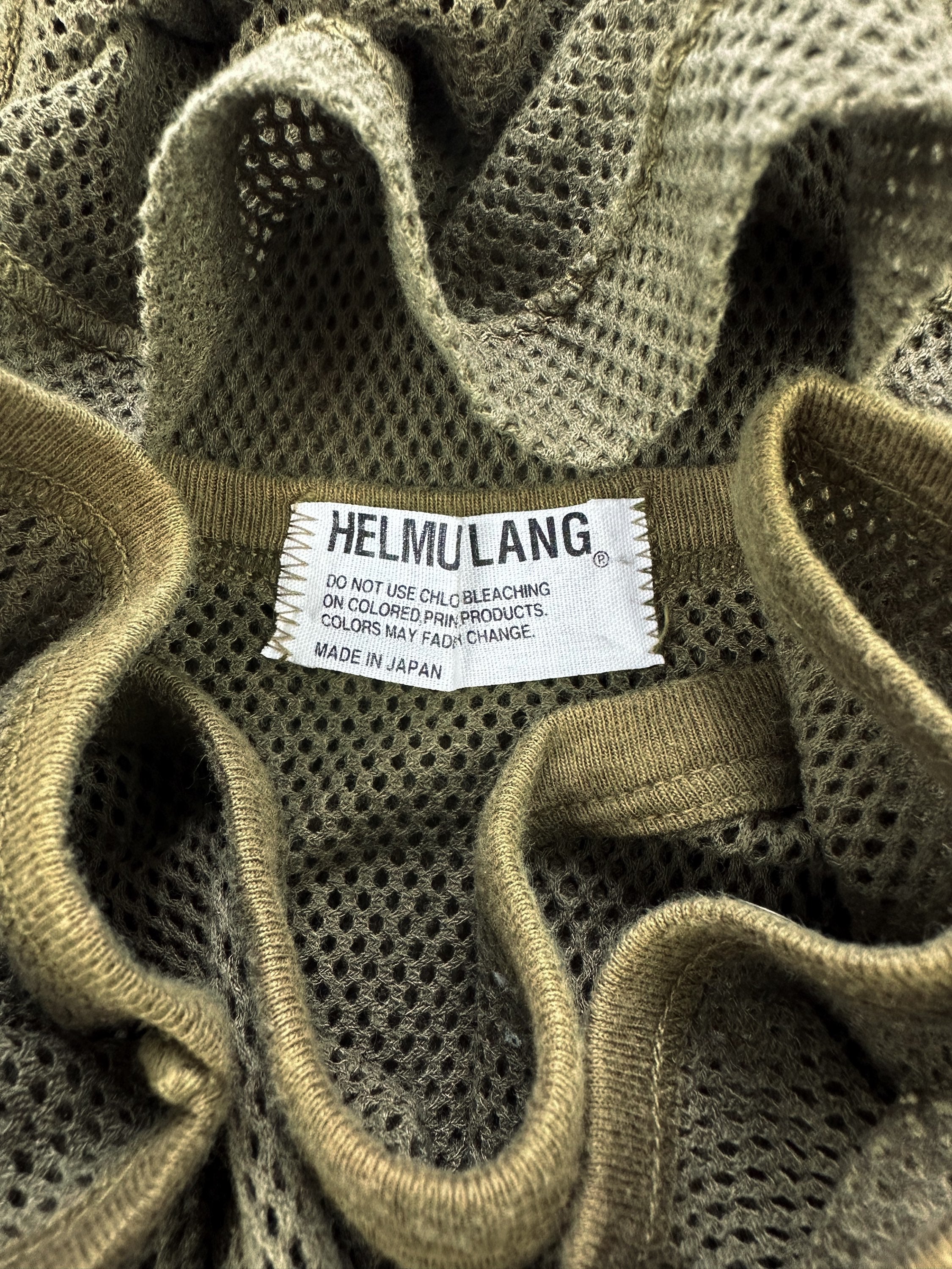 1998 Helmut Lang Olive Green Mesh T-Shirt