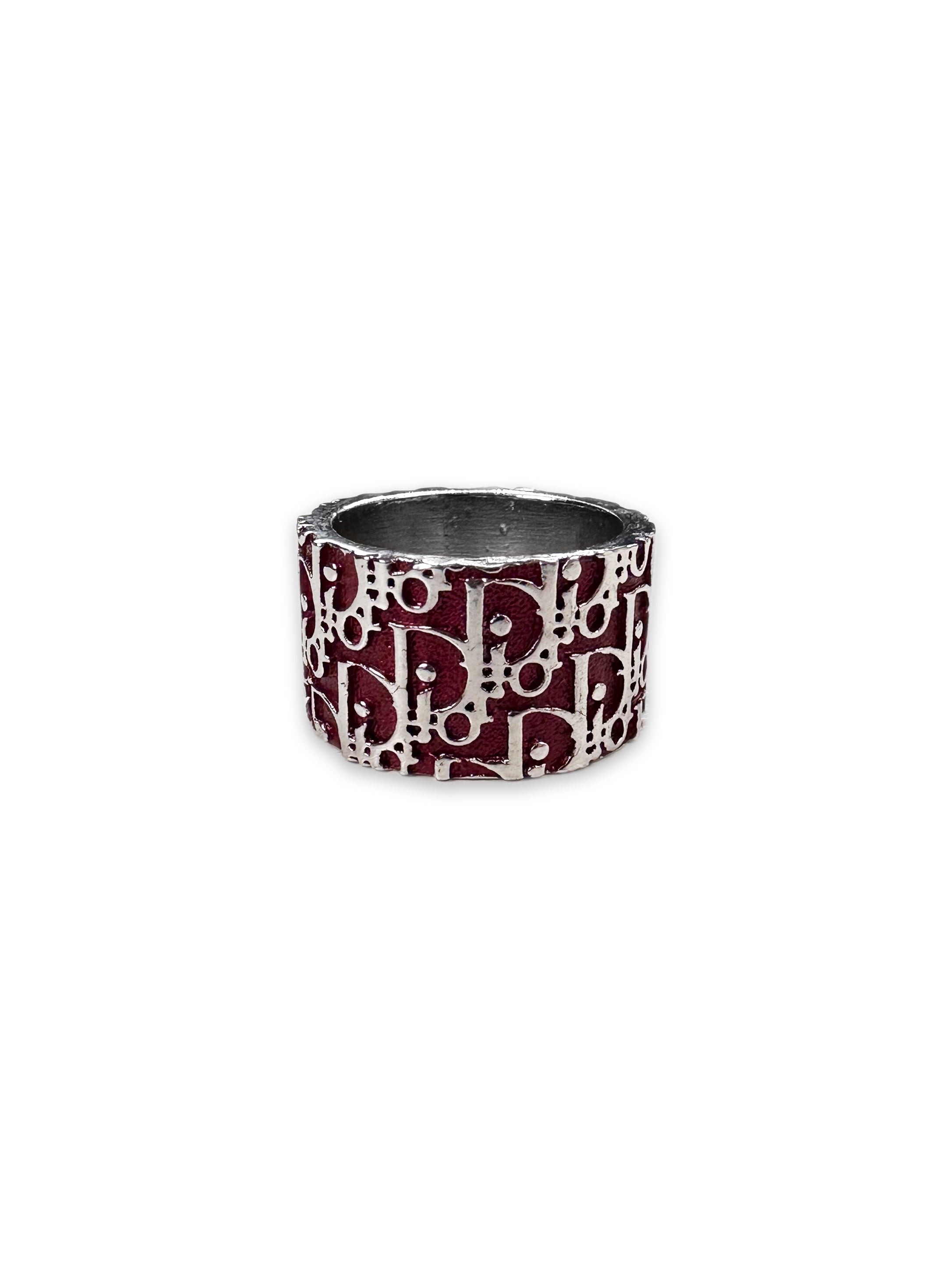 00s Dior ‘2’ Trotter Monogram Silver Mahogany Ring