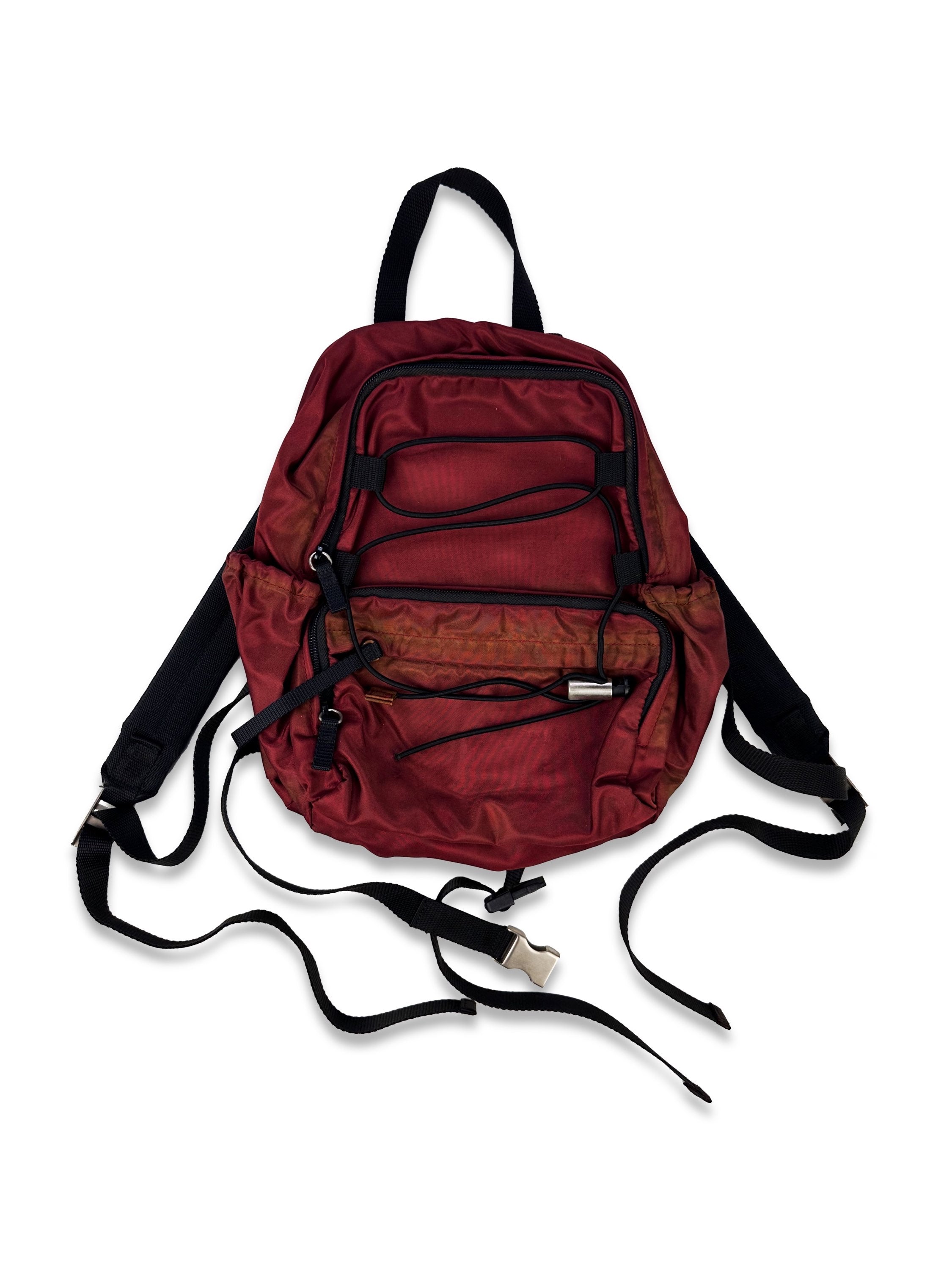 Prada Blood Red Laced Nylon Backpack