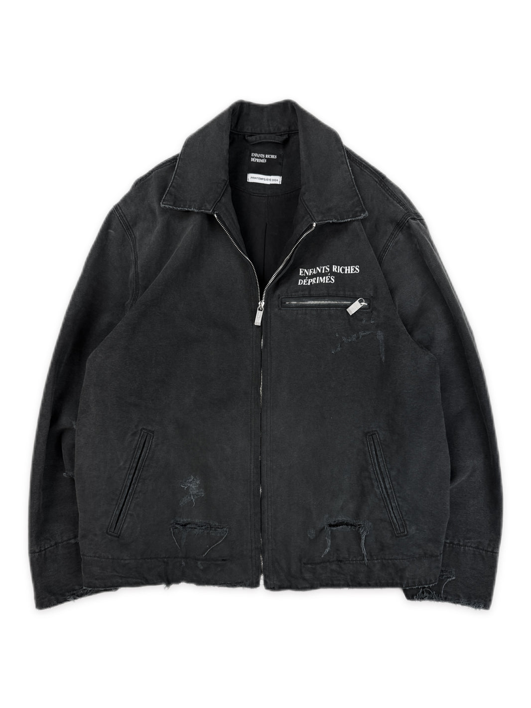 AW24 Enfants Riches Deprimes Chest Logo Charcoal Work Trucker Jacket