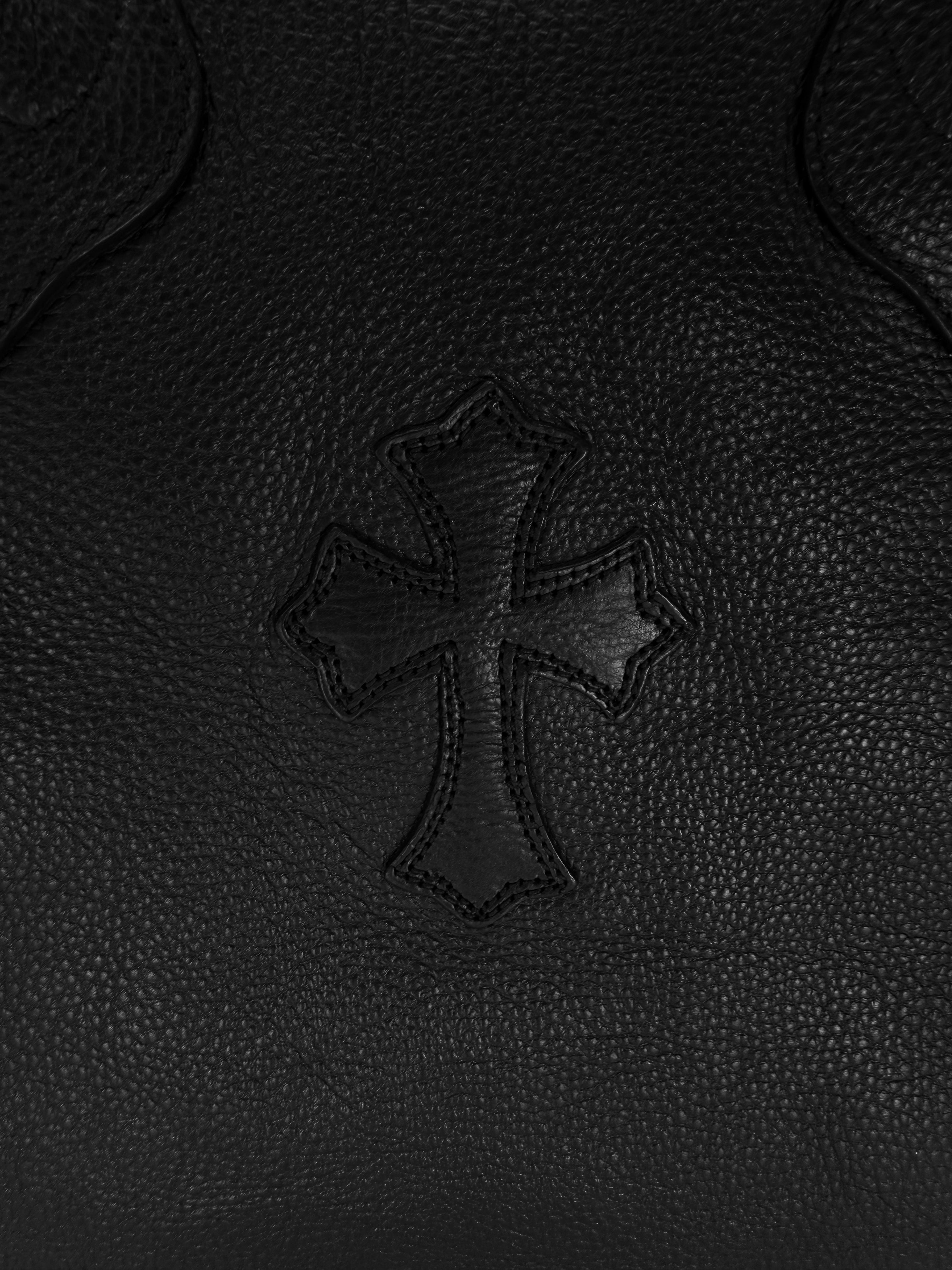 Chrome Hearts ‘Cross’ Patch Dagger Black Leather Tote Bag