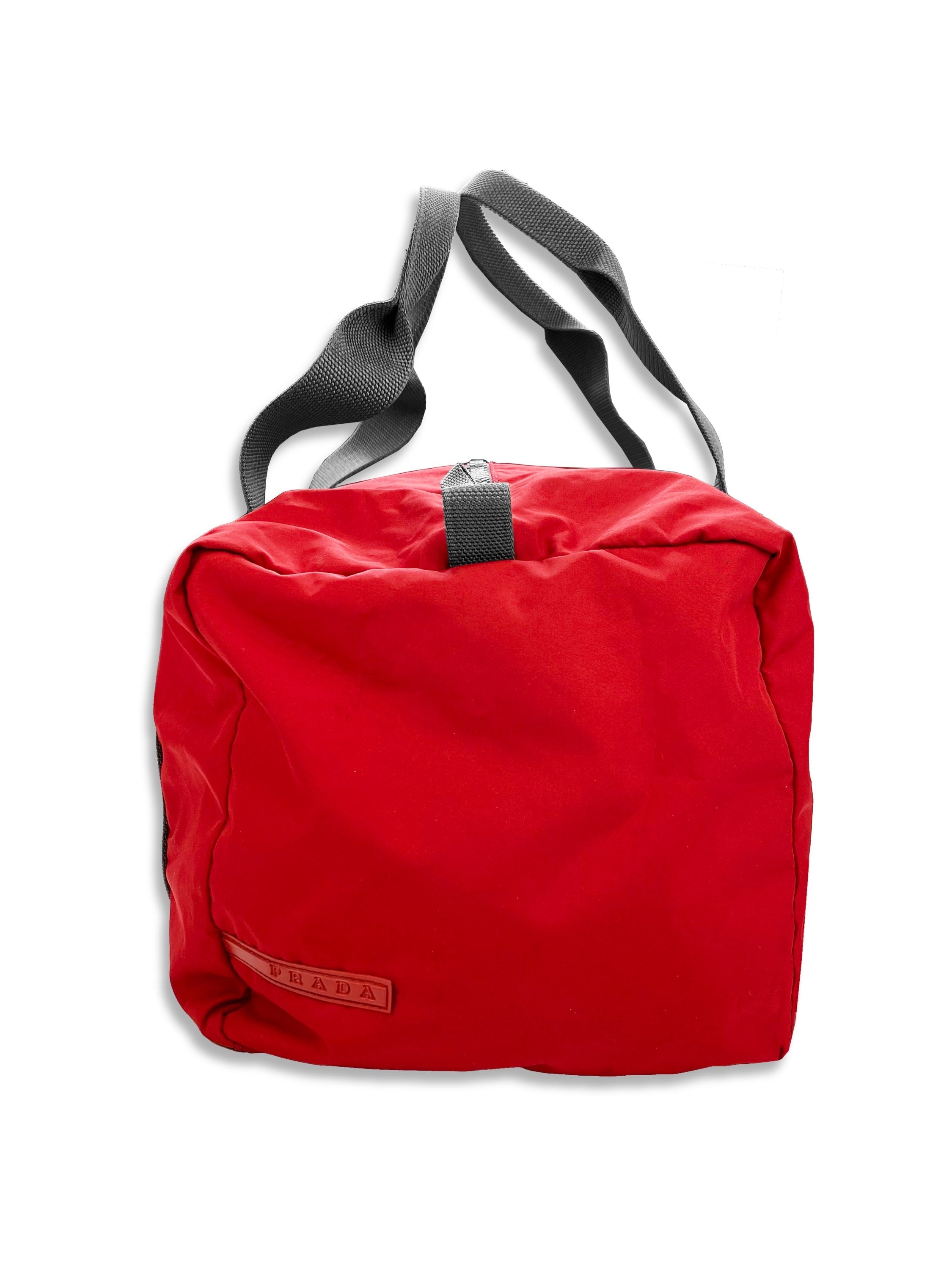 2000’s Prada Sport Cherry Red Nylon Two Tone Mini Duffle Bag