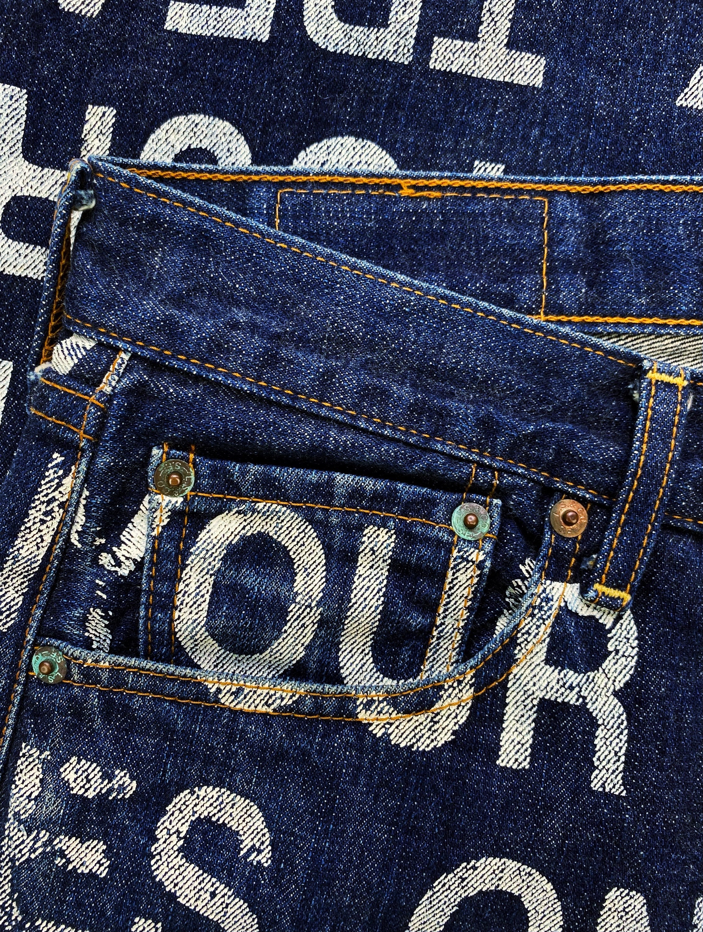 SS02 Junya Watanabe “Forever” Poem Indigo Full Print Denim