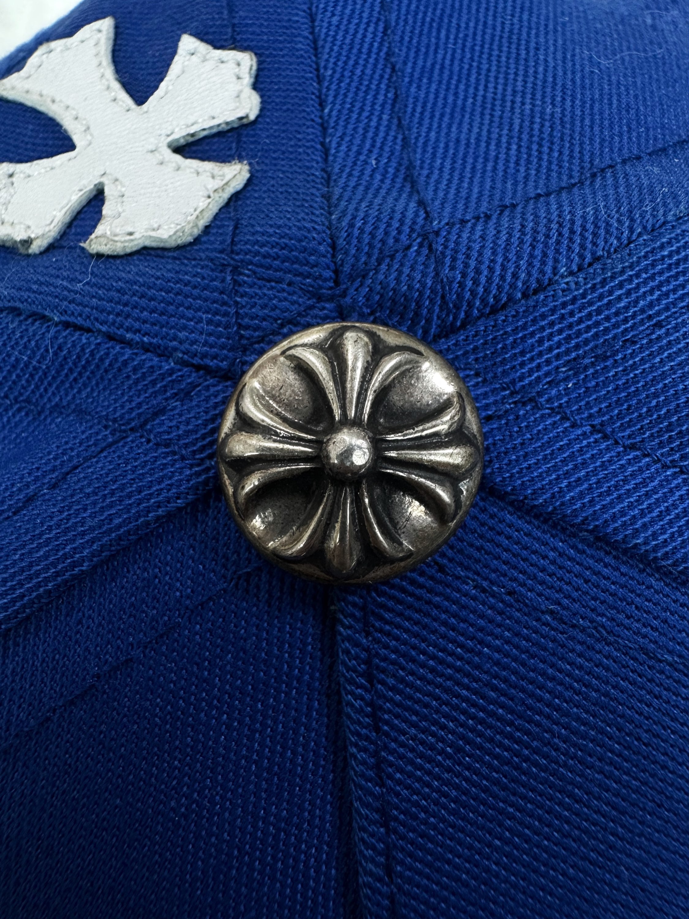 Chrome Hearts Cross Patch Royal Blue Embroidered Trucker Hat