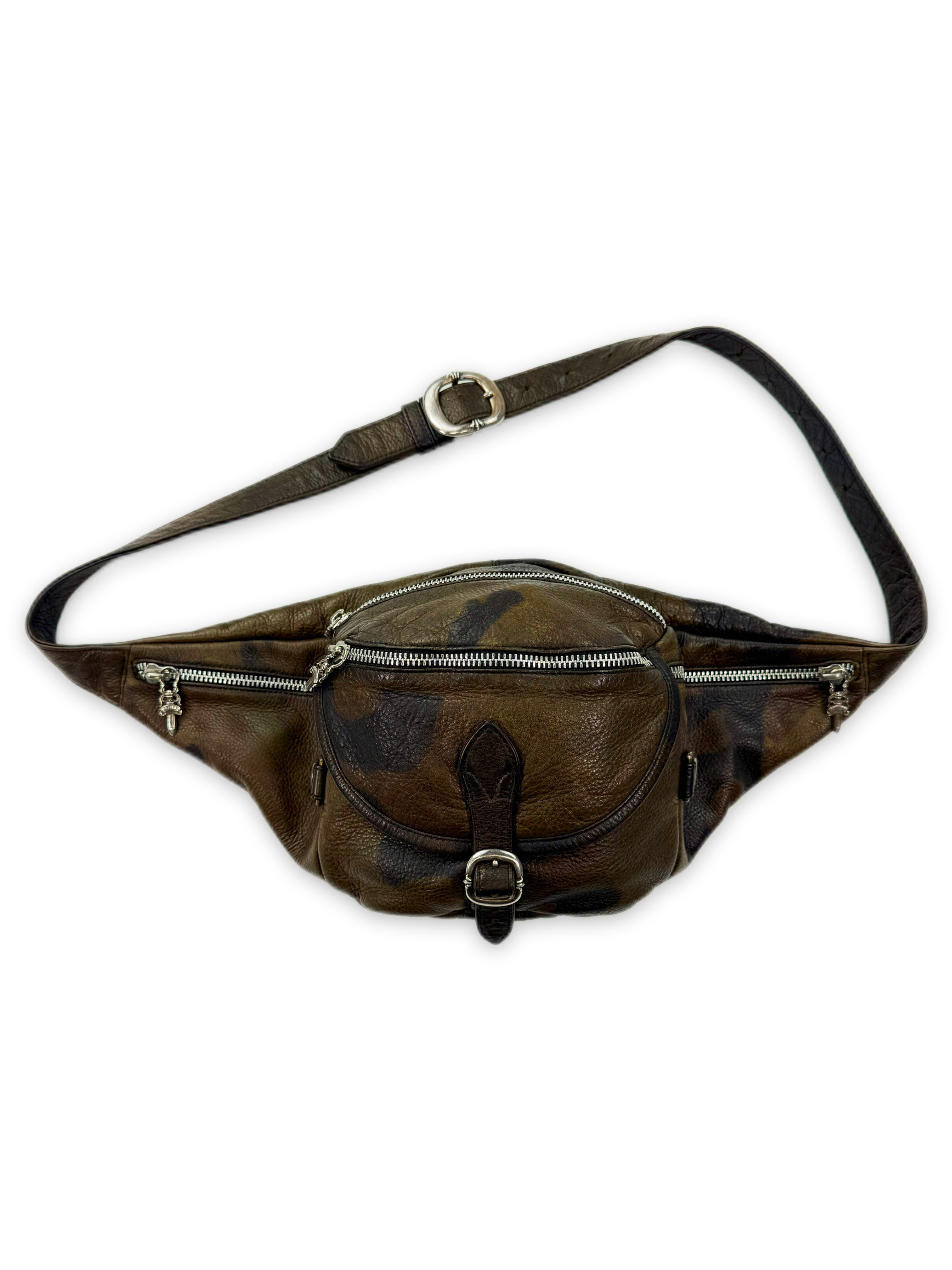 Chrome Hearts Large Green Camo Leather Gunslinger Snat Pack Crossbody Bag