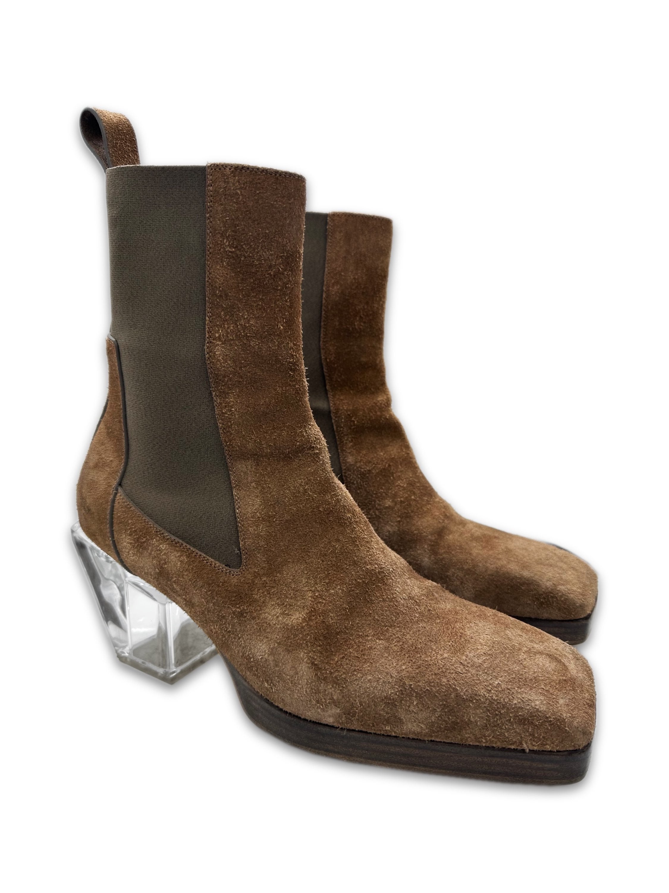 Rick Owens ‘Cuban Heel’ Suede Two Tone Boots