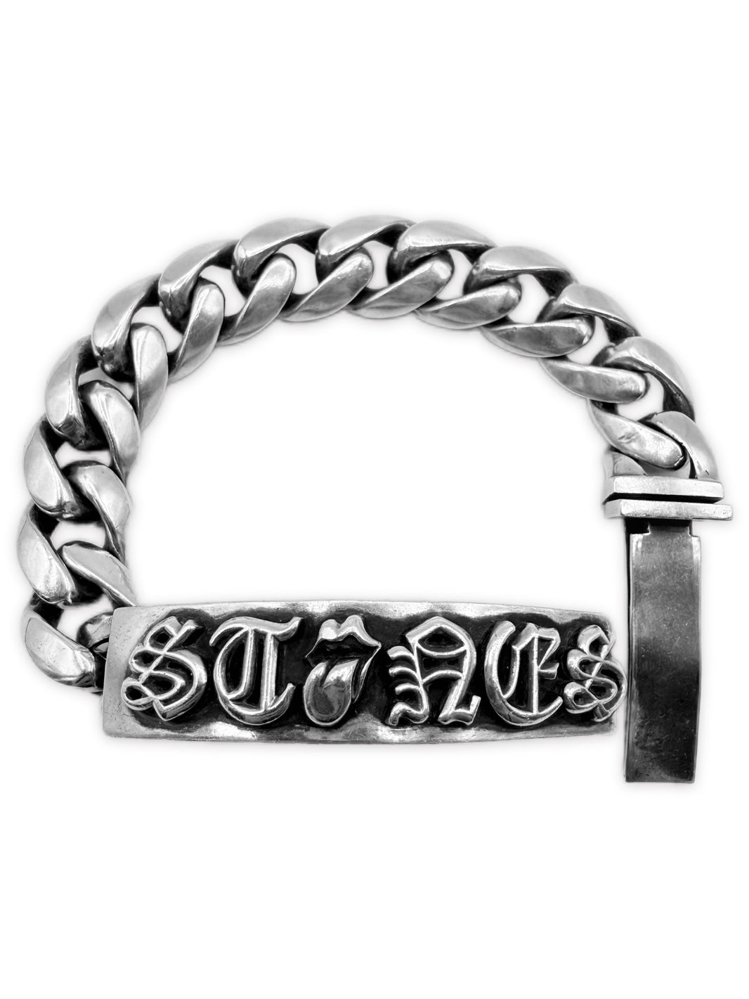 Chrome Hearts Rolling Stones ID Tongue & Lips .925 Cuban Link Bracelet