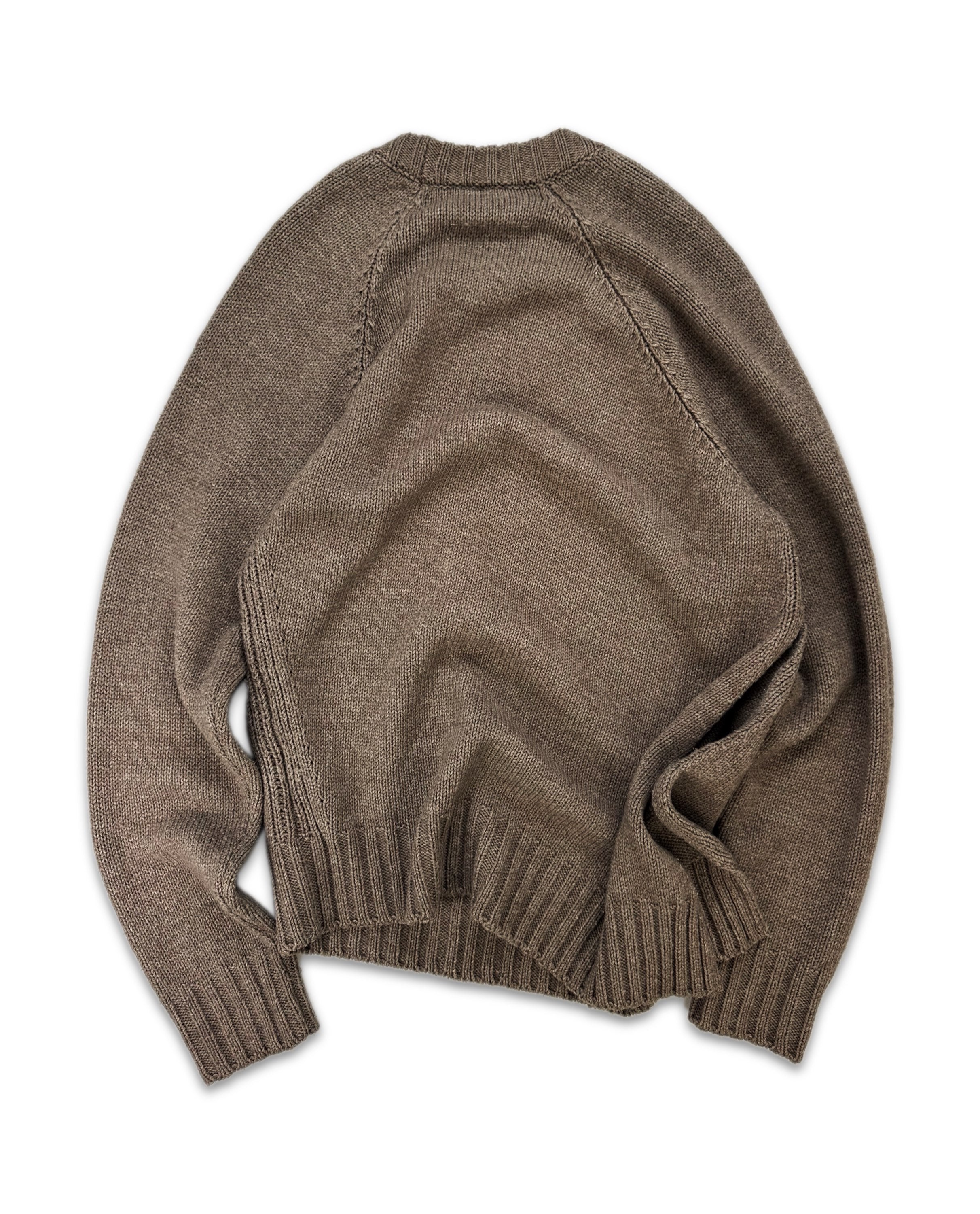 AW20 Maison Margiela MM6 Asymmetric Tan Knitted Sweater