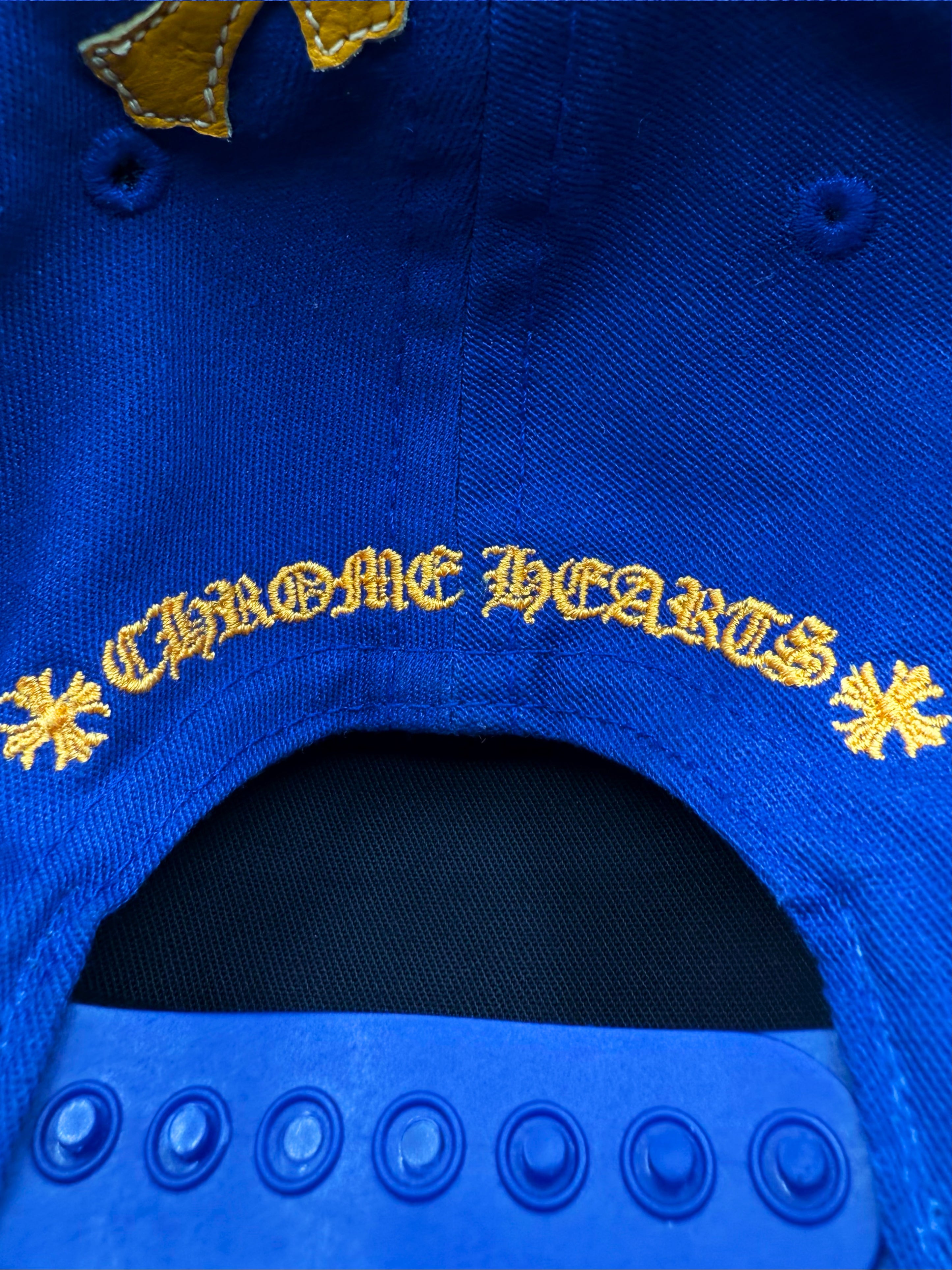 Chrome Hearts Yellow Cross Patch CH Blue Trucker Hat
