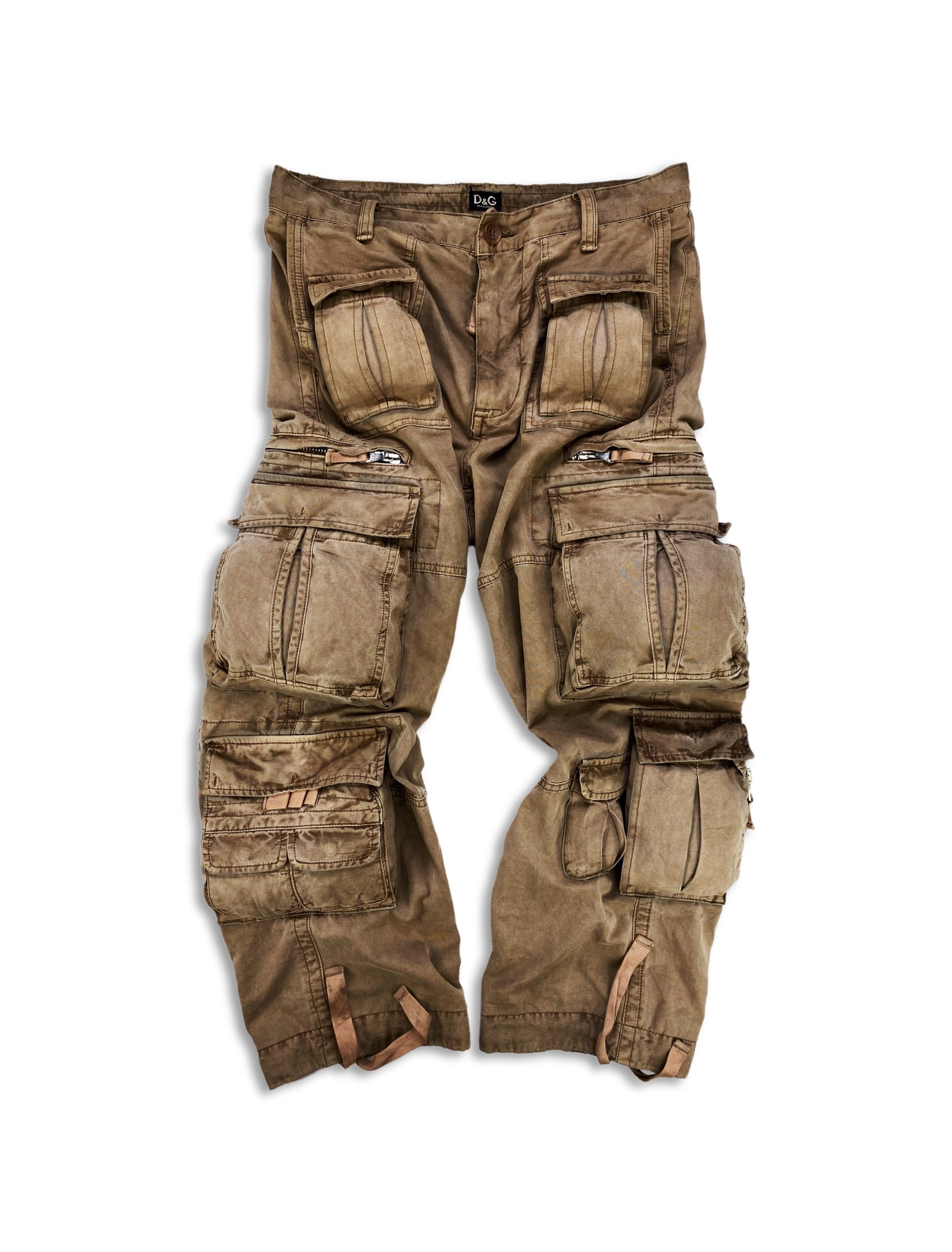 AW05 Dolce & Gabbana Tan 3D Multi Pocket Reinforced Cargo Pants