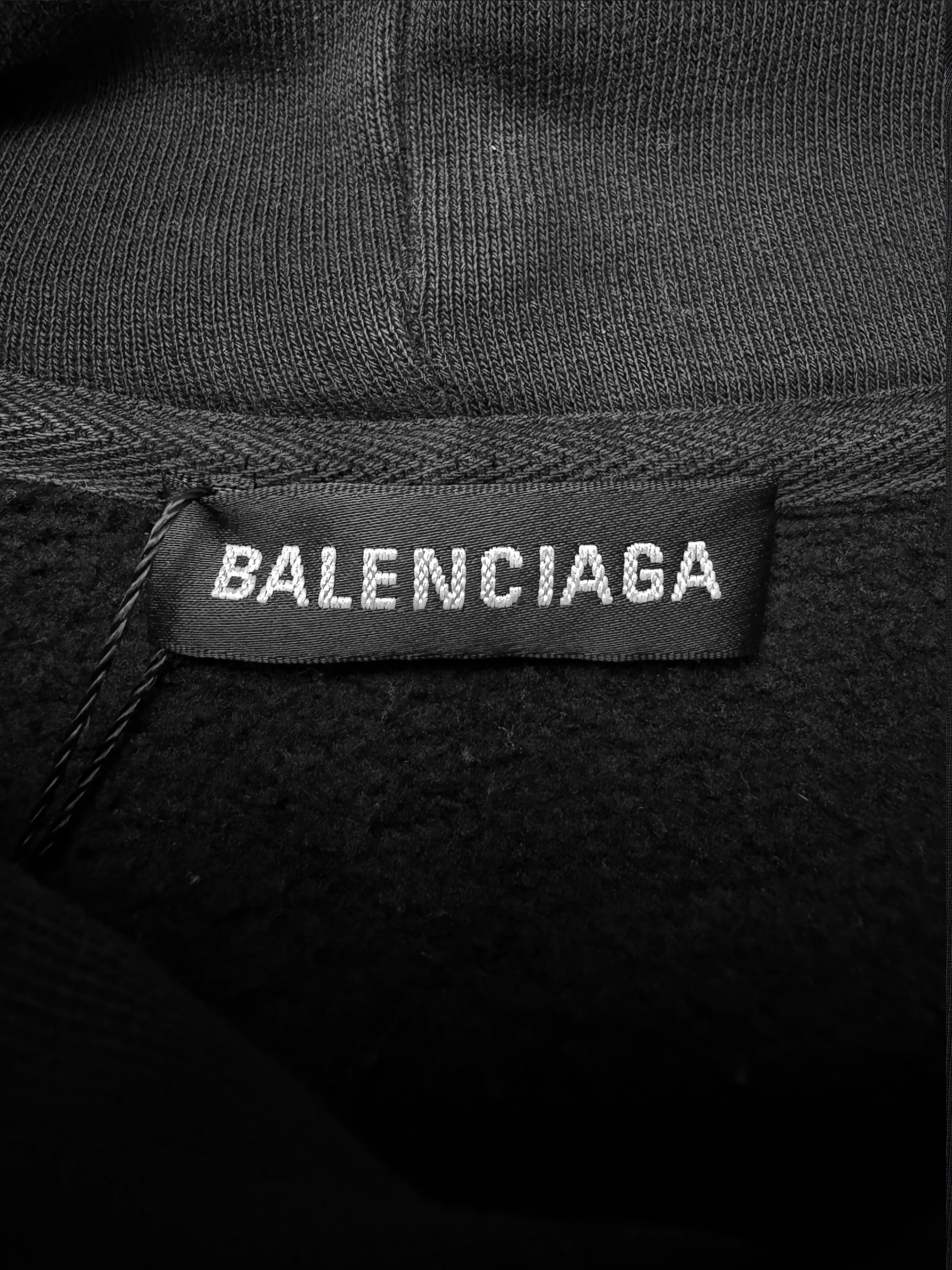 AW18 Balenciaga Mode BB Red Logo Black Heavy Weight Hoodie