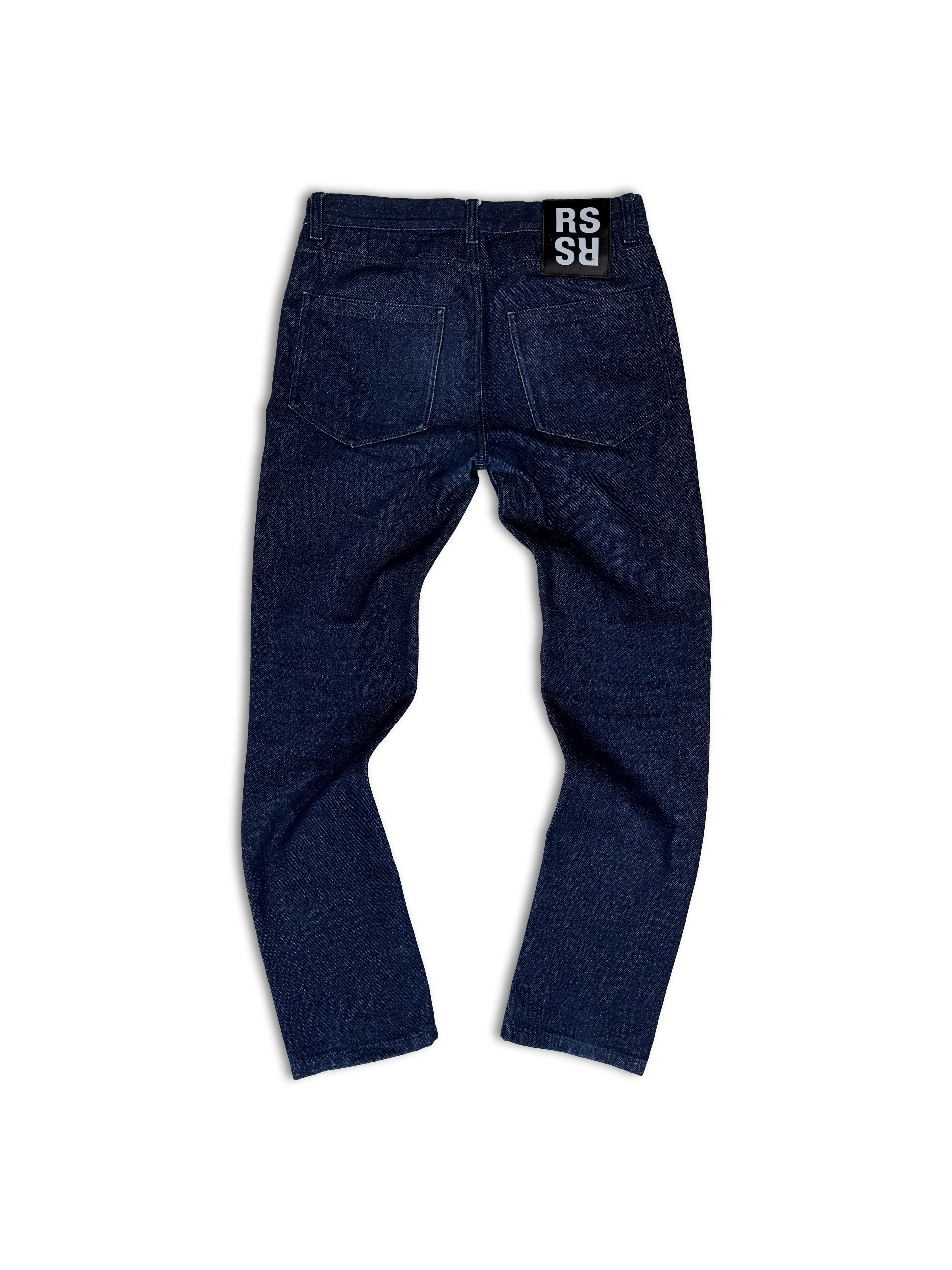 SS17 Raf Simons ‘RS’ Logo Indigo Blue Leather Patch Denim