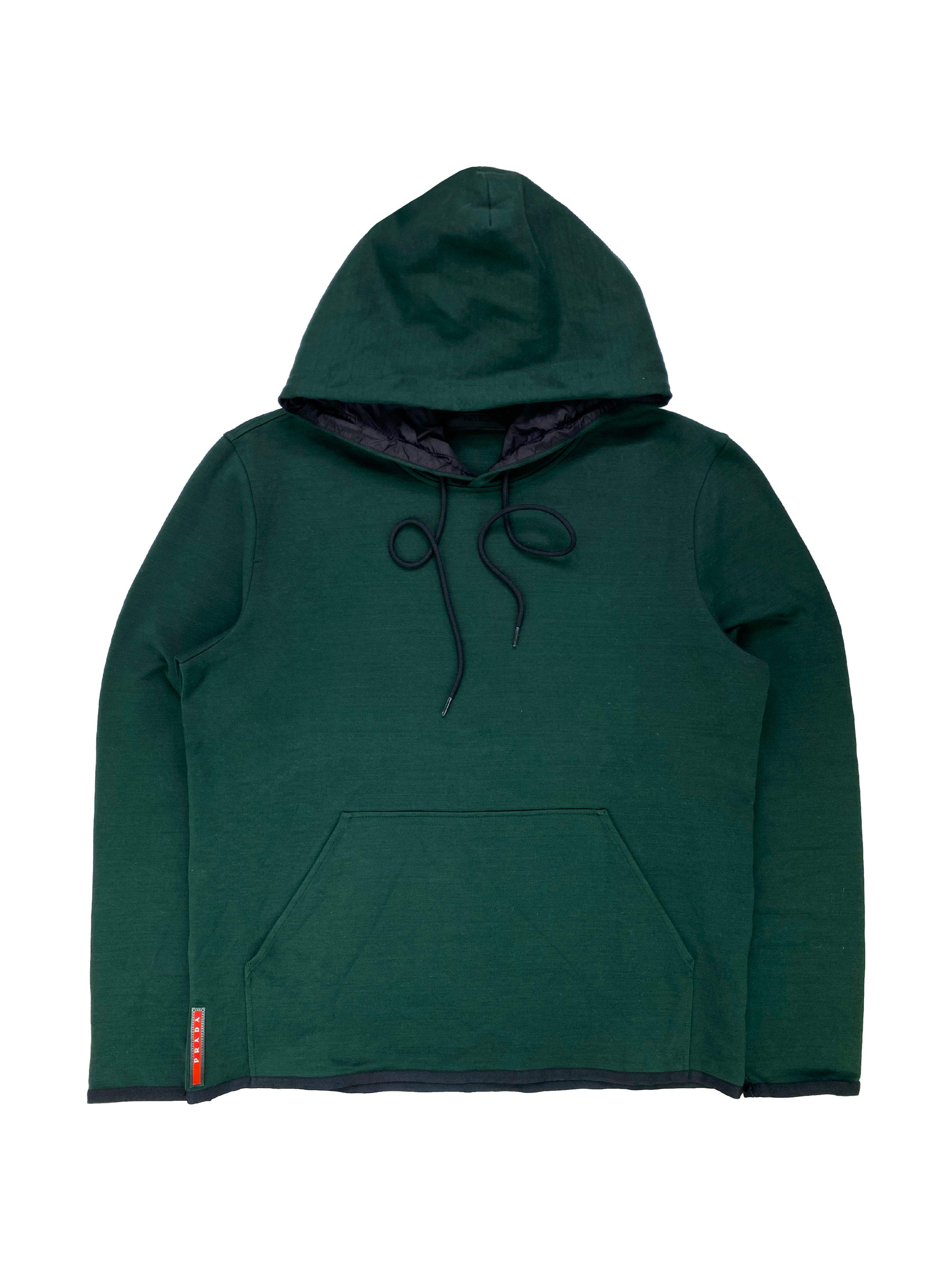Prada Forest Green Nylon Lined Hoodie