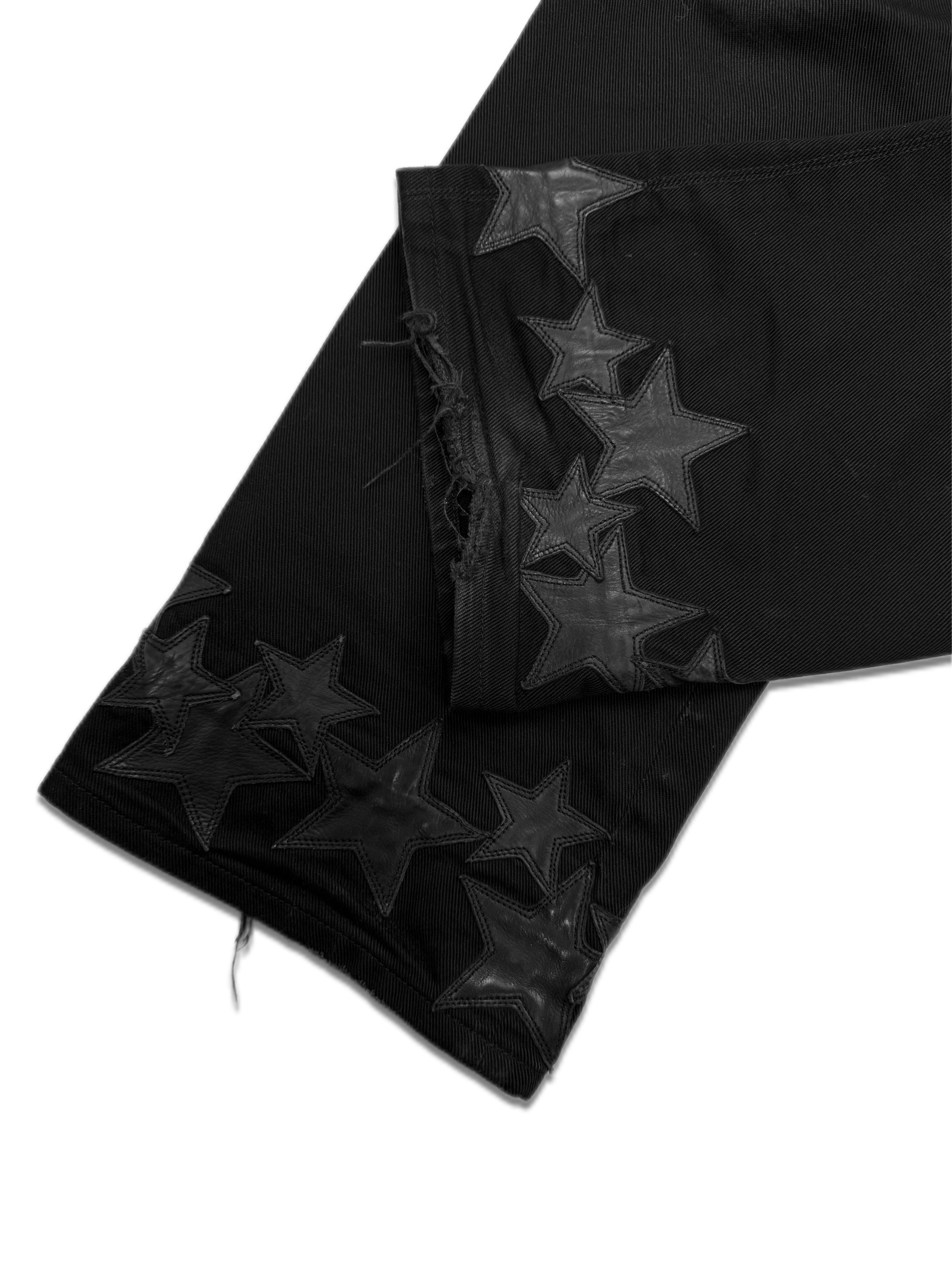 Chrome Hearts 22 Star Patch Fleur Knee Black Denim Jeans