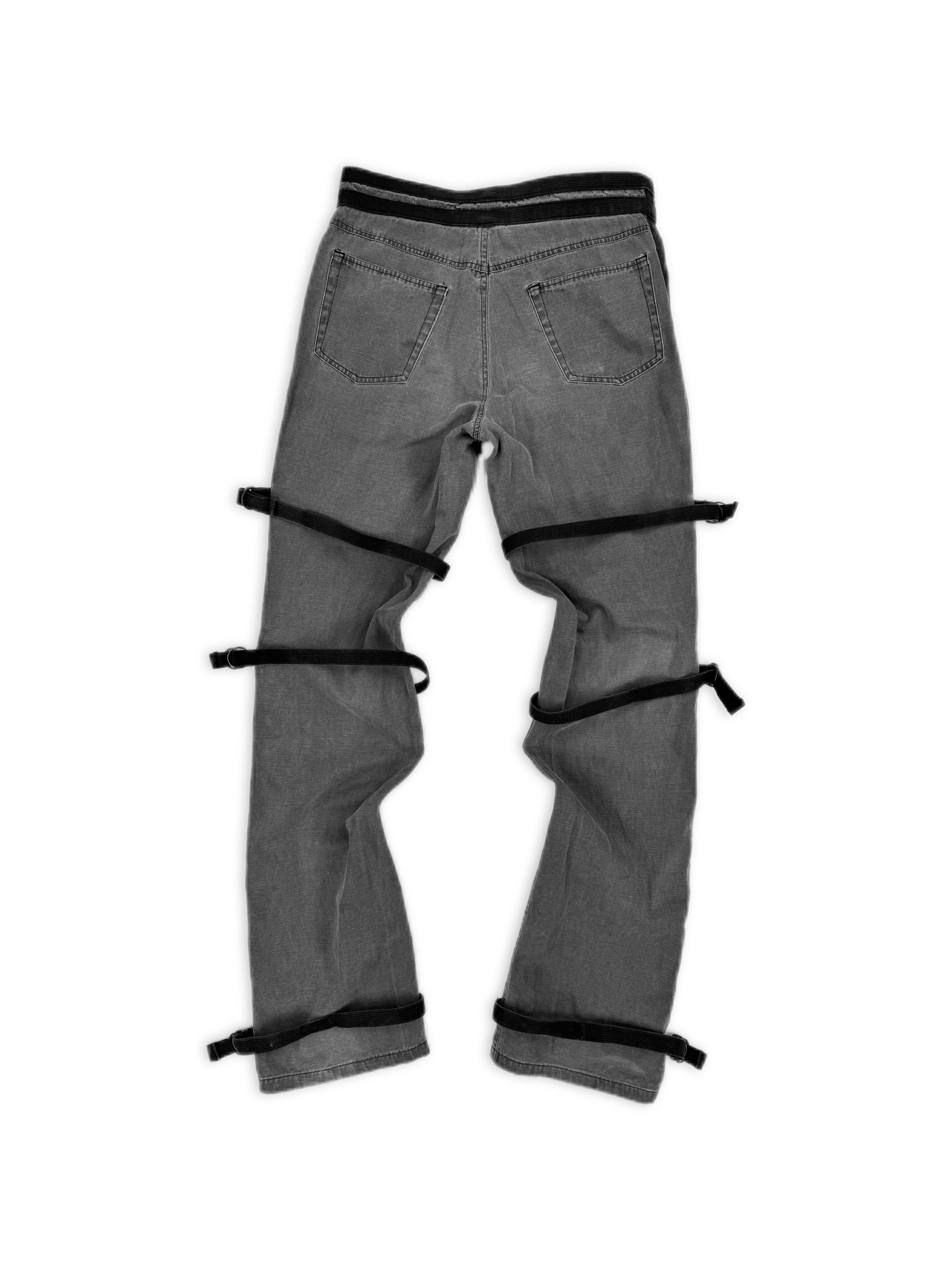 SS03 Raf Simons ‘Consumed’ Bondage Strap Grey D-Ring Pants