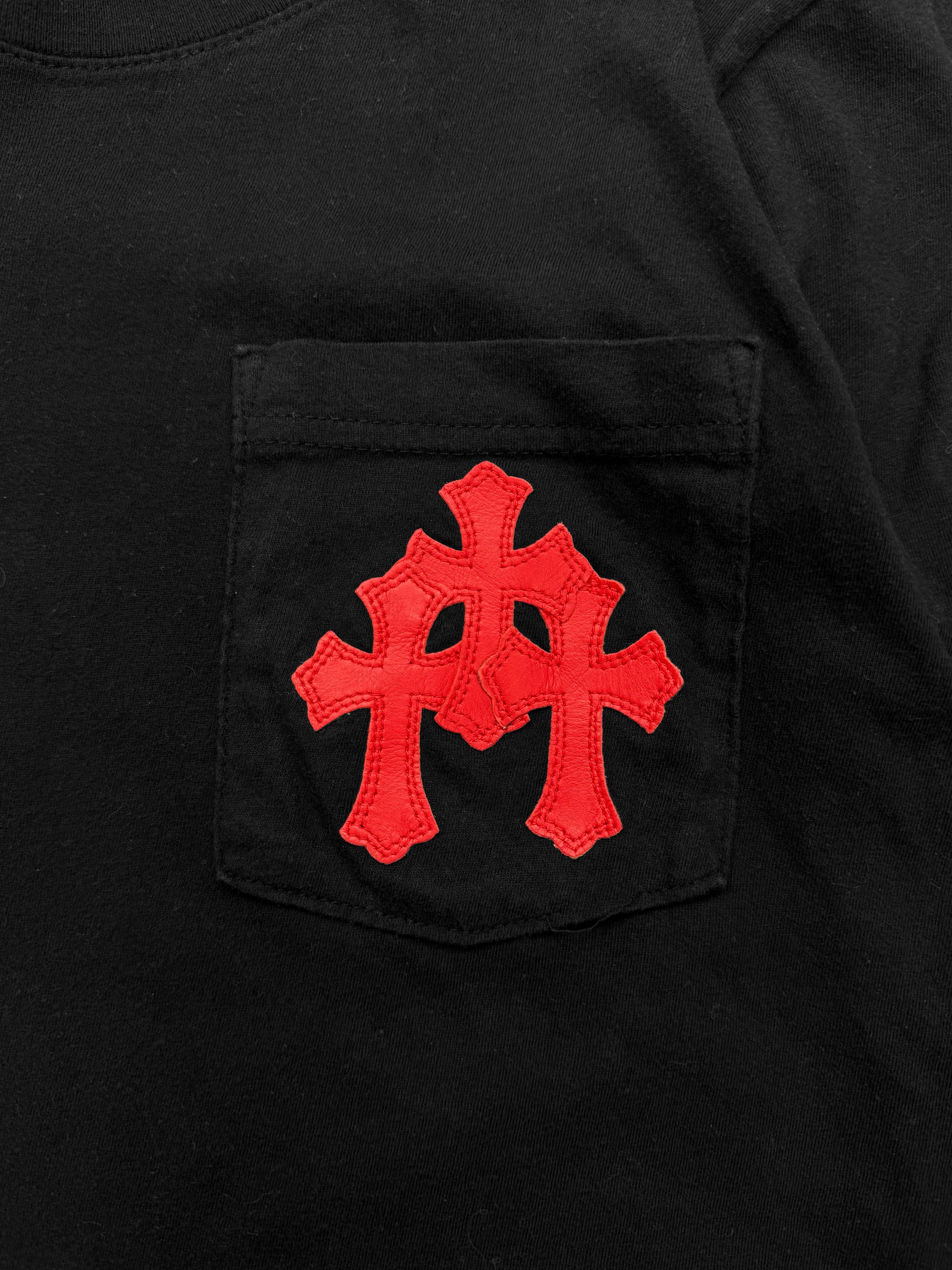 Chrome Hearts Red Triple Cross Patch Fleur Sleeve Long Sleeve