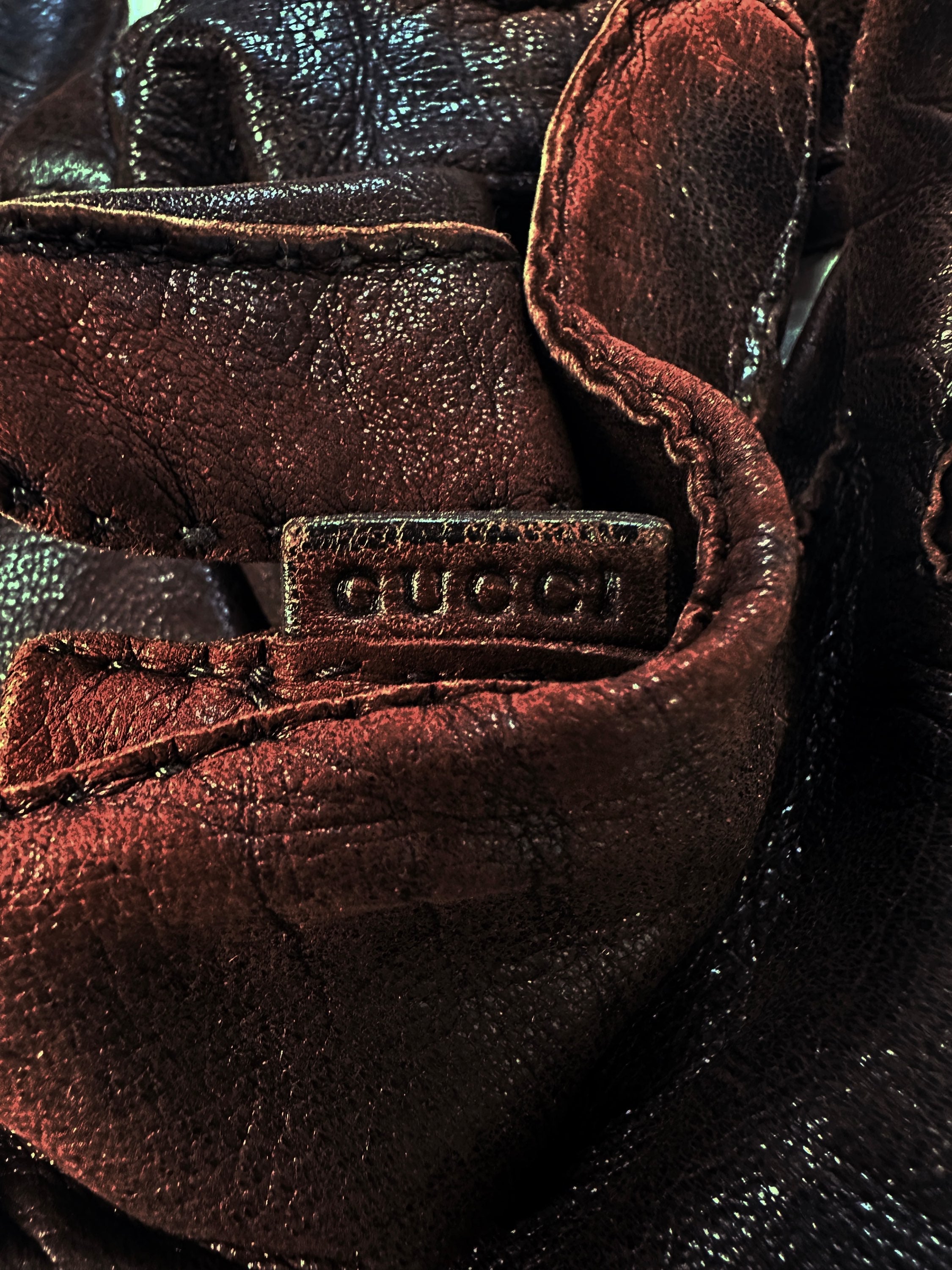 00s Gucci Calfskin Leather Sun Faded Gloves