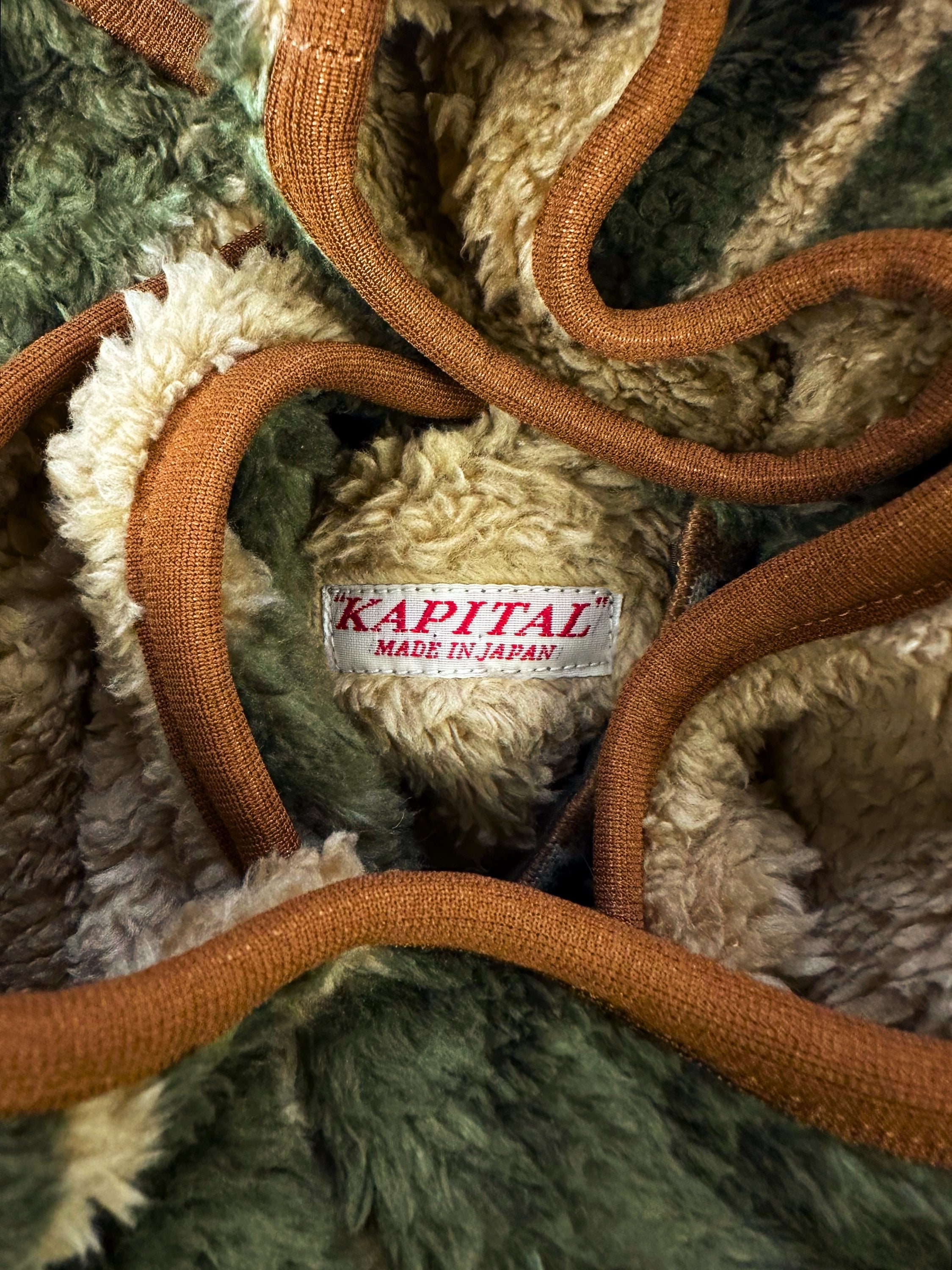 AW22 Kapital ‘Drunken’ Striped High Neck Sherpa Fleece Jacket