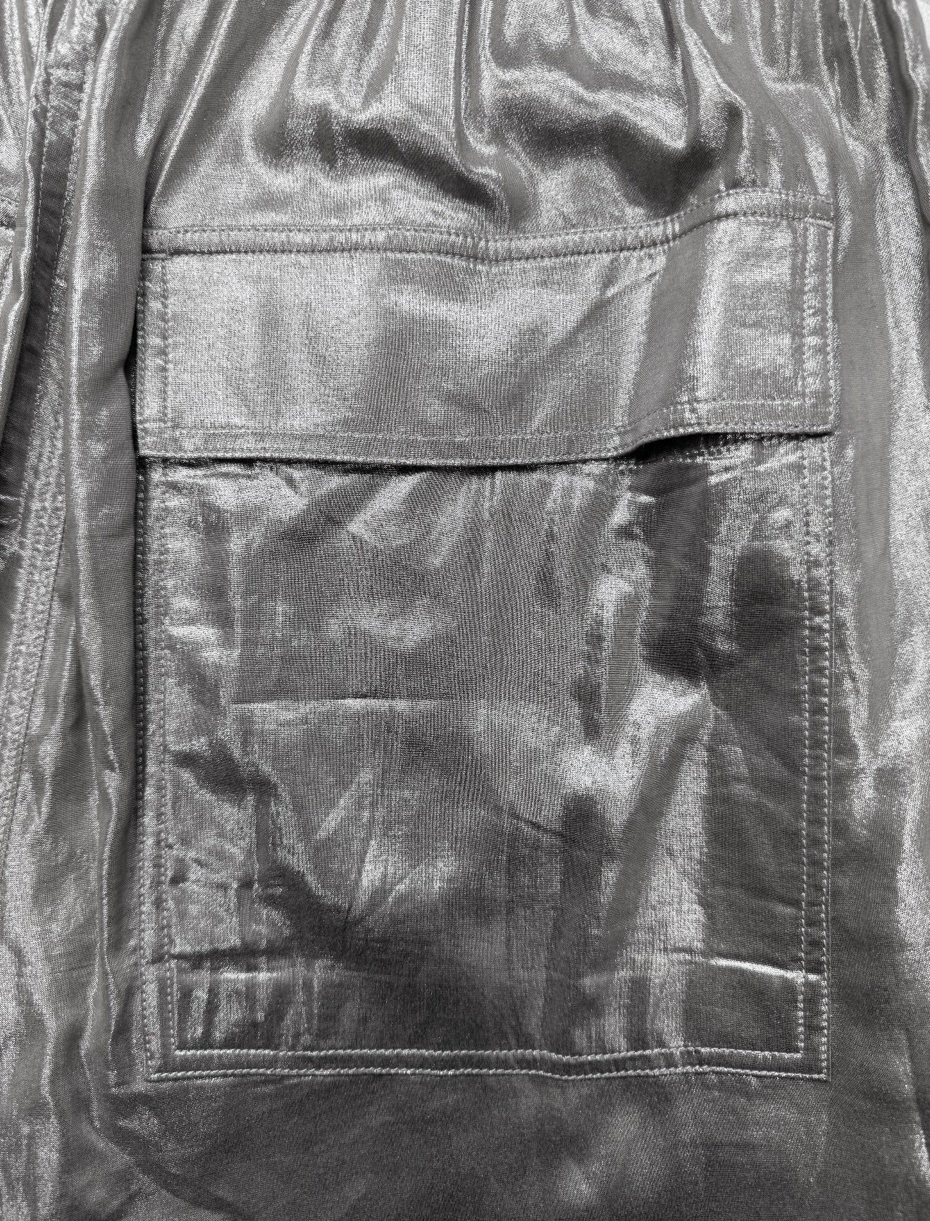 SS22 Rick Owens ‘Fogachine’ Metallic Silver Boxing Shorts