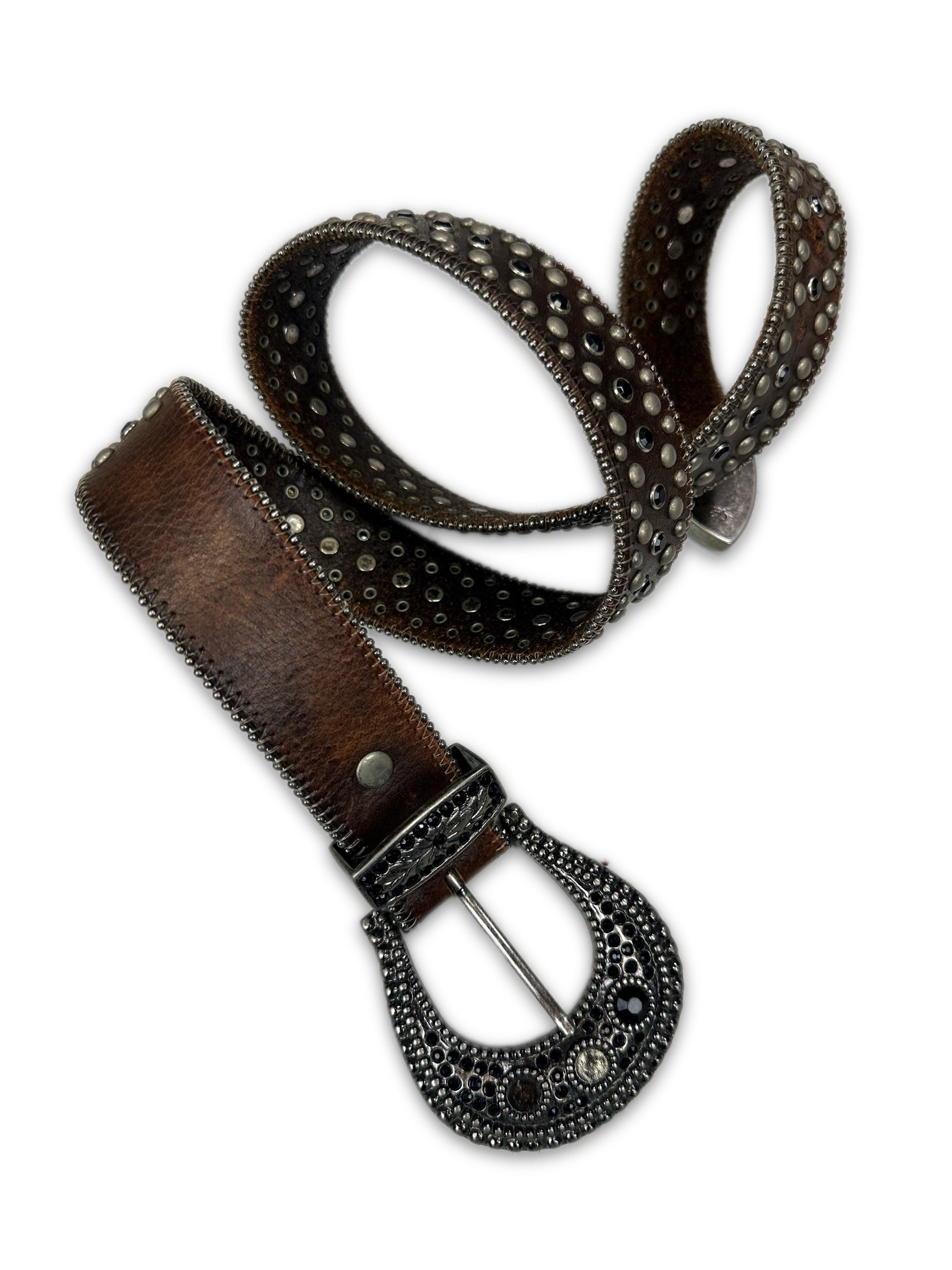 00s Tornado Mart ‘Western’ Buckle Studded Leather Belt