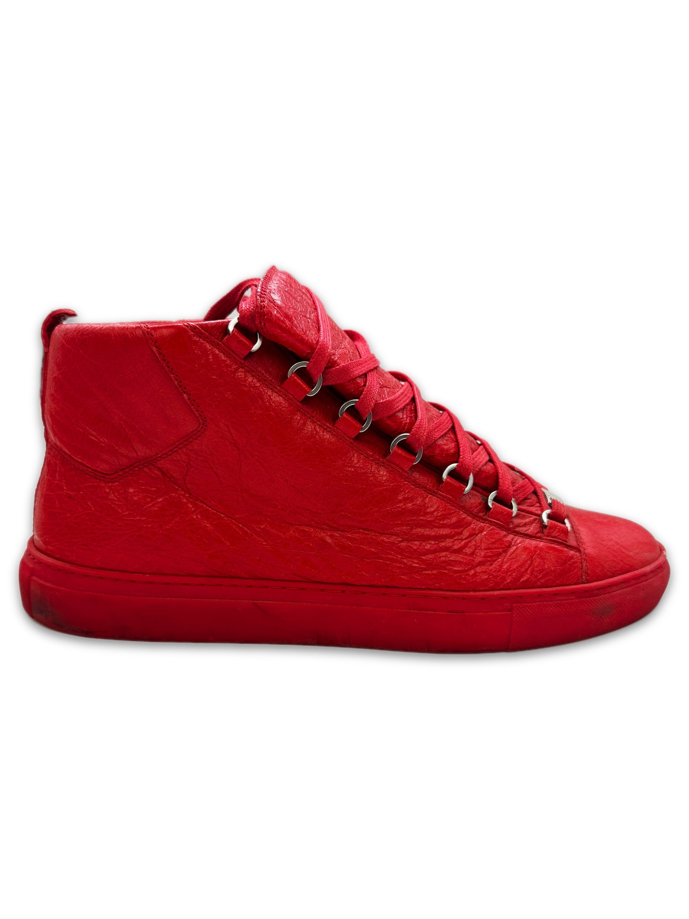 Balenciaga ‘Arena’ Cherry Red Leather Hi-top Sneakers