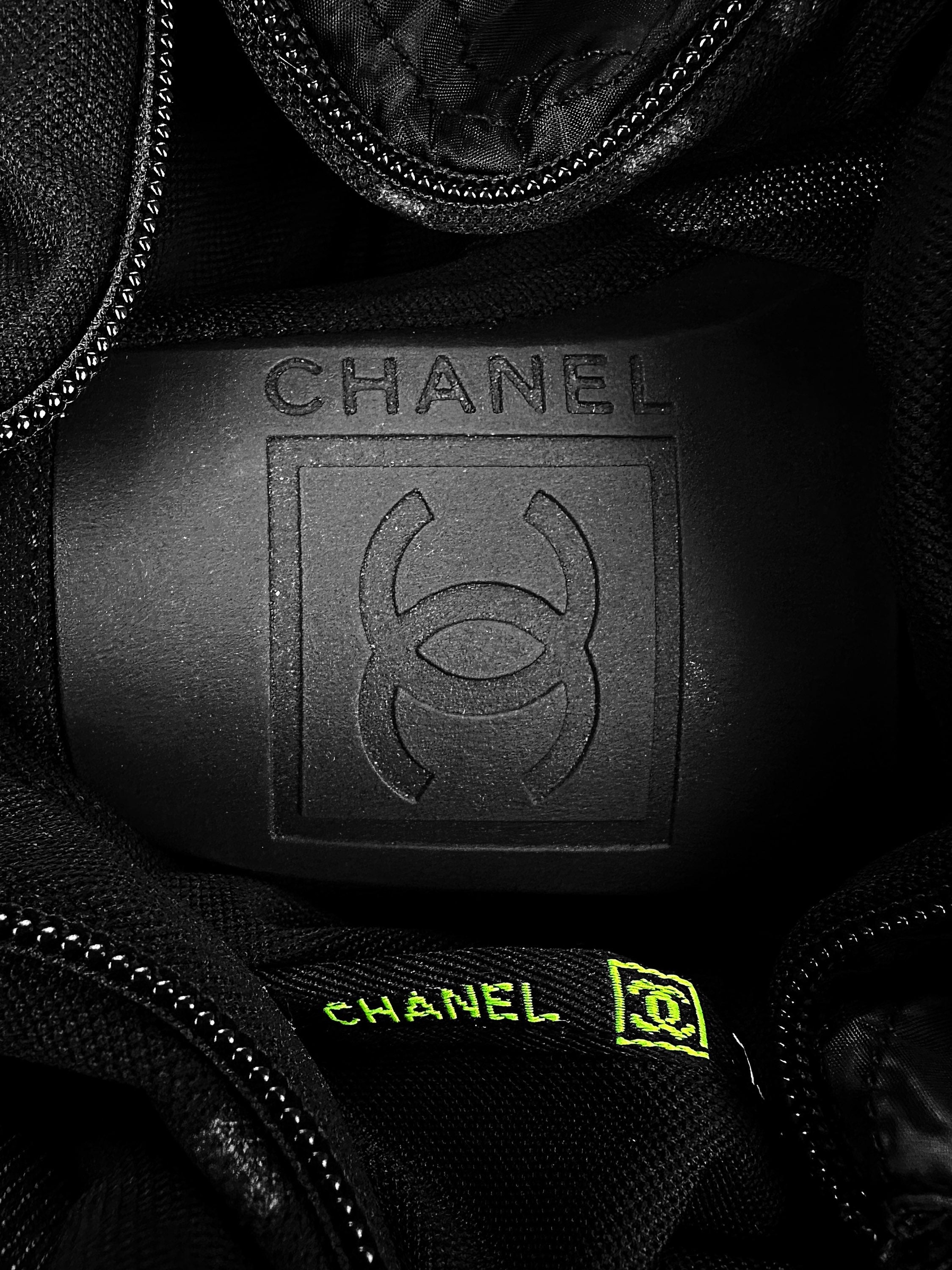 2004 Chanel Sport ‘Ski’ Black Logo Neon Full-zip Jacket