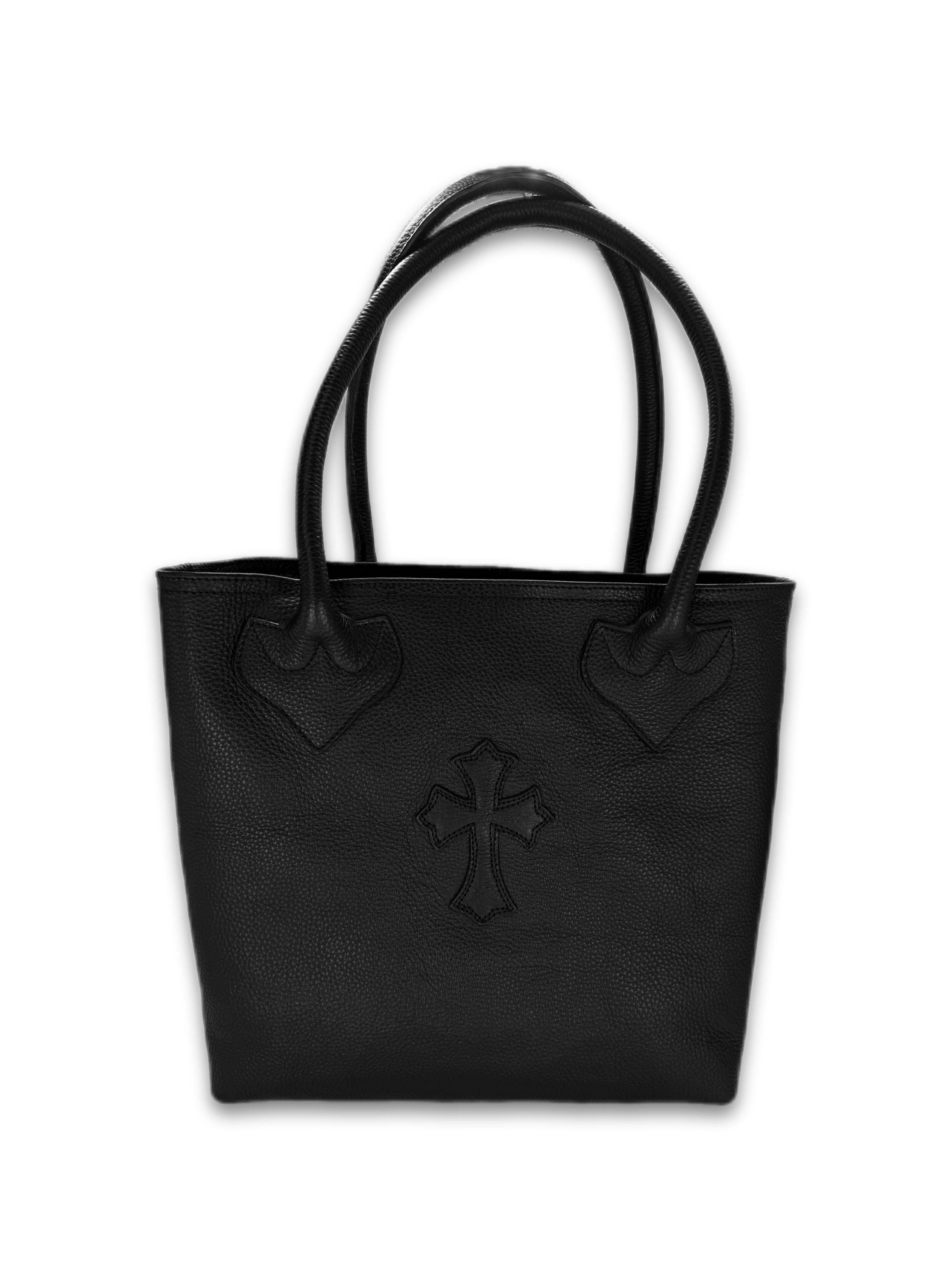 Chrome Hearts ‘Cross’ Patch Dagger Black Leather Tote Bag