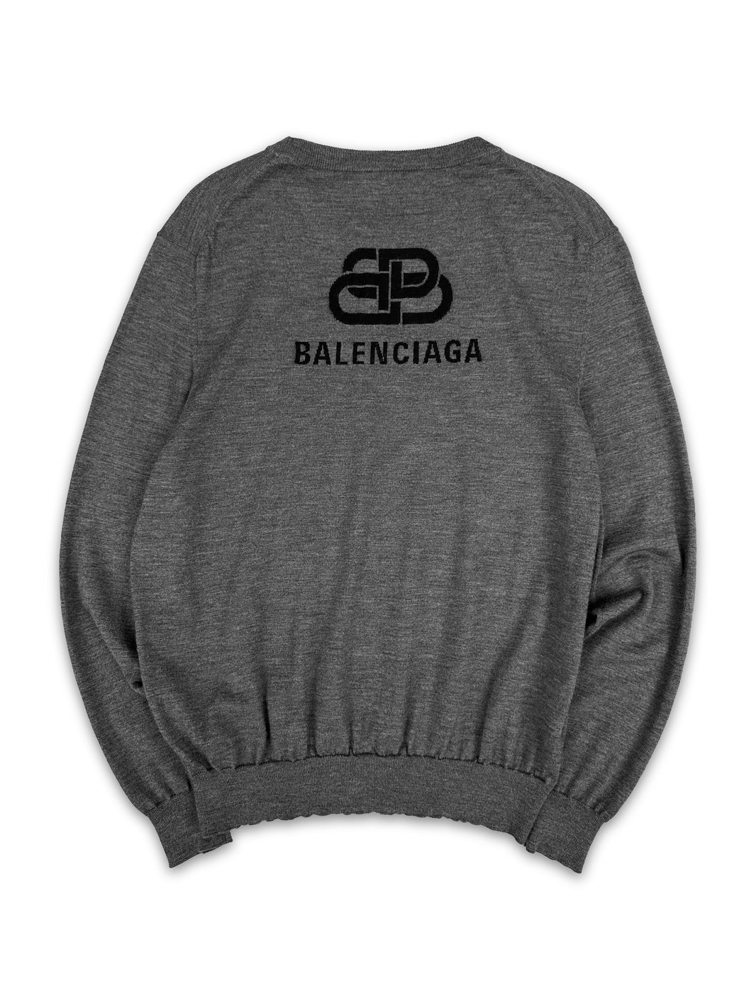 AW20 Balenciaga Knitted Back Logo Grey Sweater