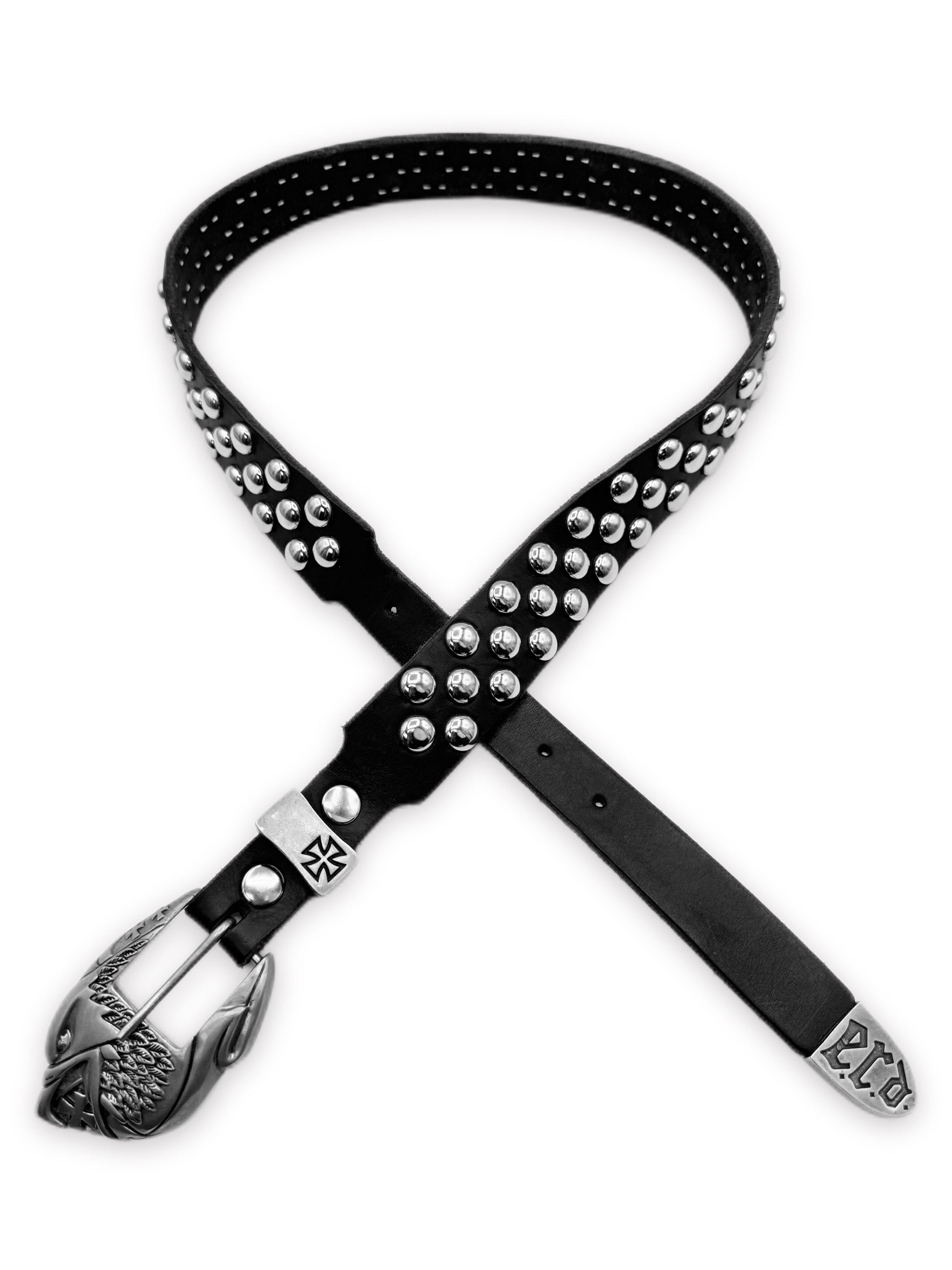 Enfants Riches Deprimes Eagle Buckle Dome Silver Studded Three Row Belt