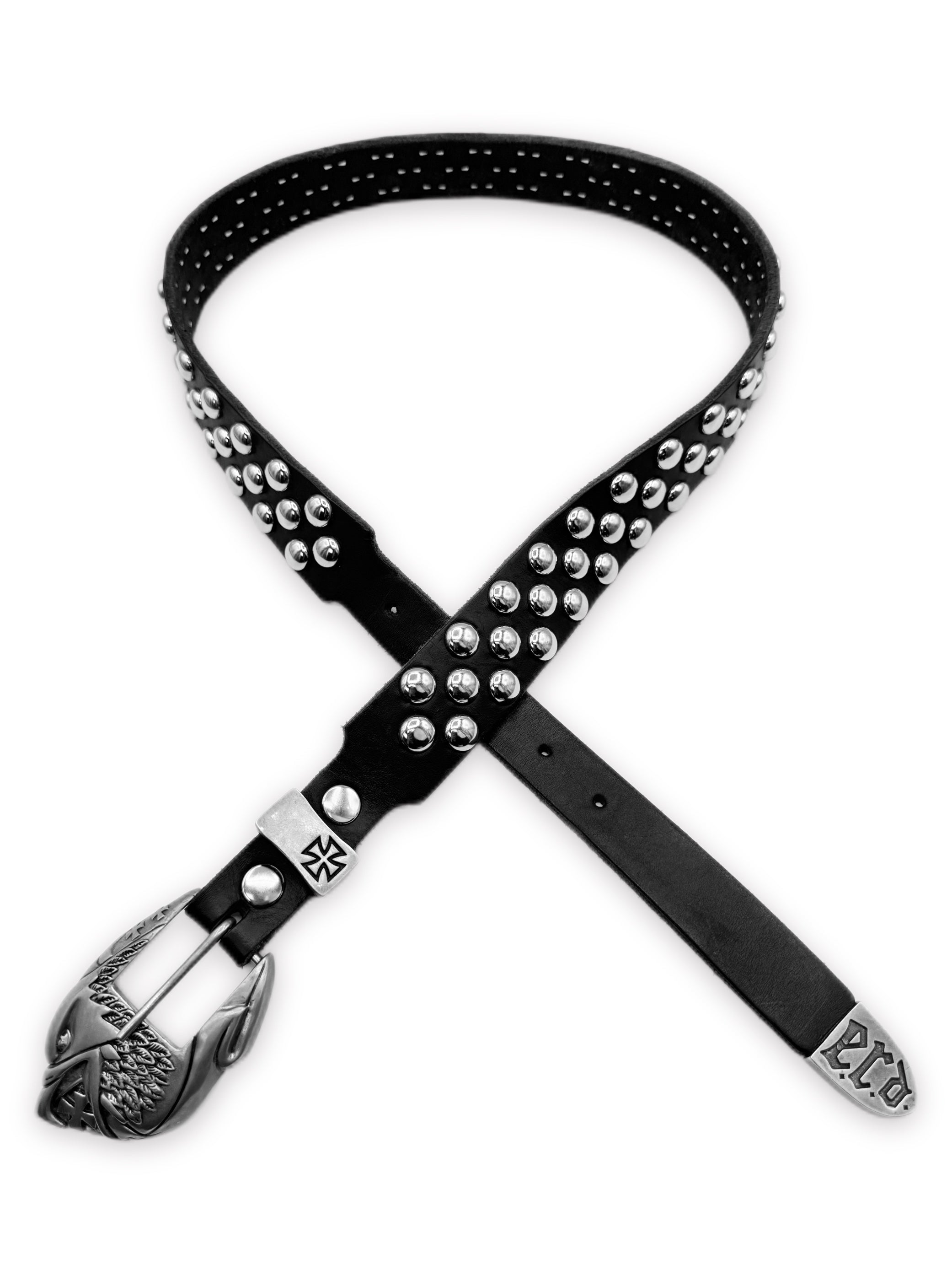 Enfants Riches Deprimes Eagle Buckle Dome Silver Studded Three Row Belt