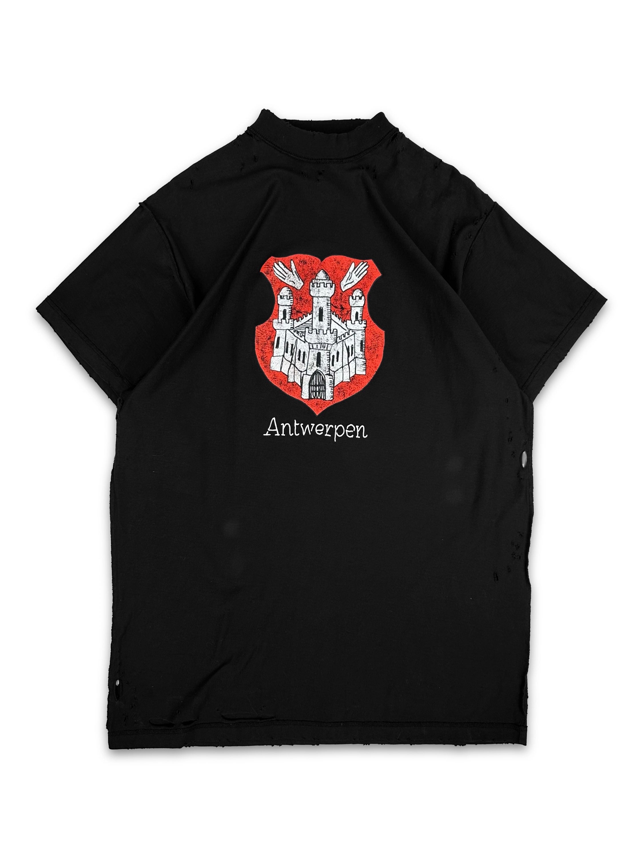 SS24 Balenciaga ‘Antwerpen’ Castle Graphic Distressed T-Shirt
