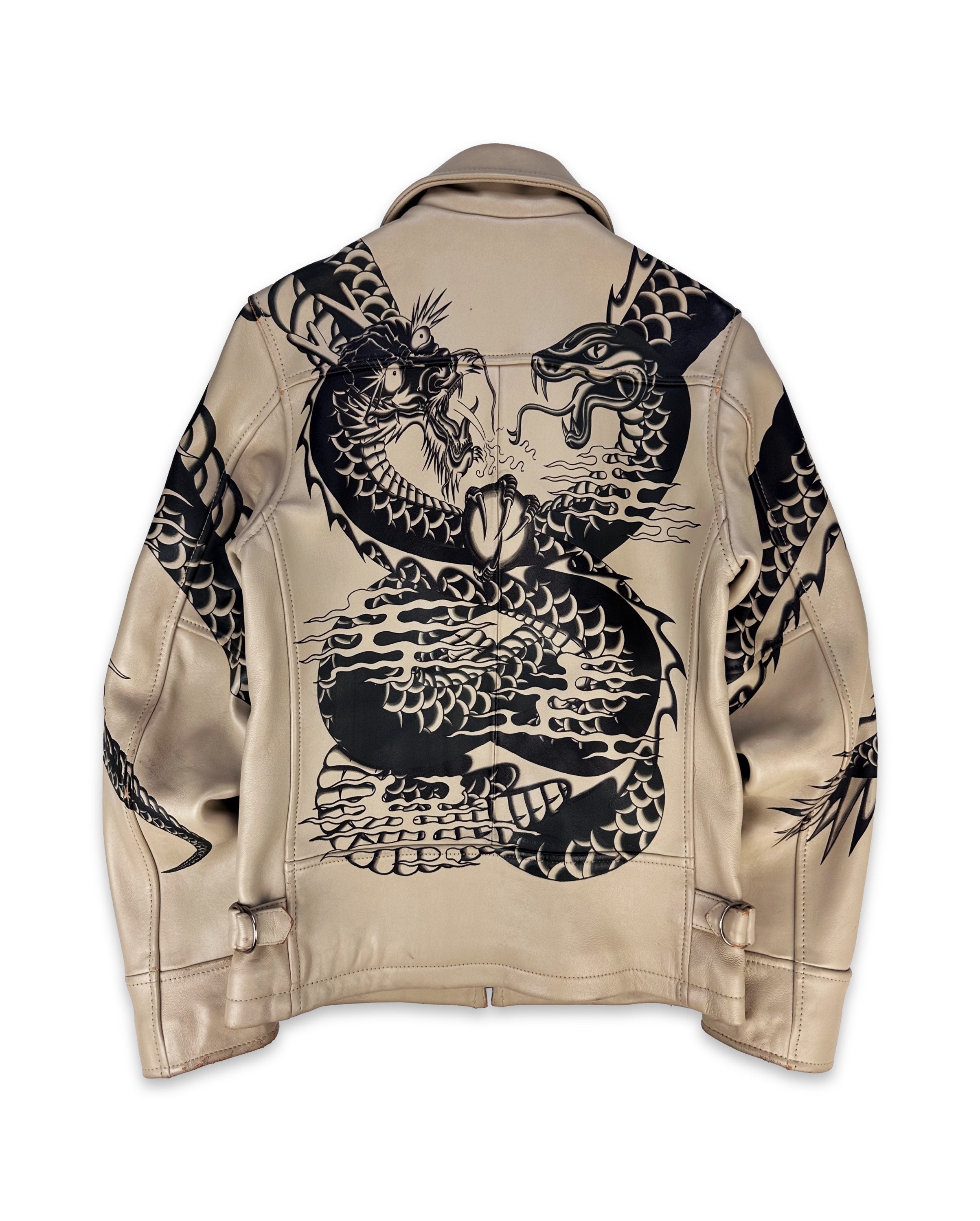 00s Avirex 1/400 ‘Snake & Dragon’ Hand Painted Leather Biker Jacket