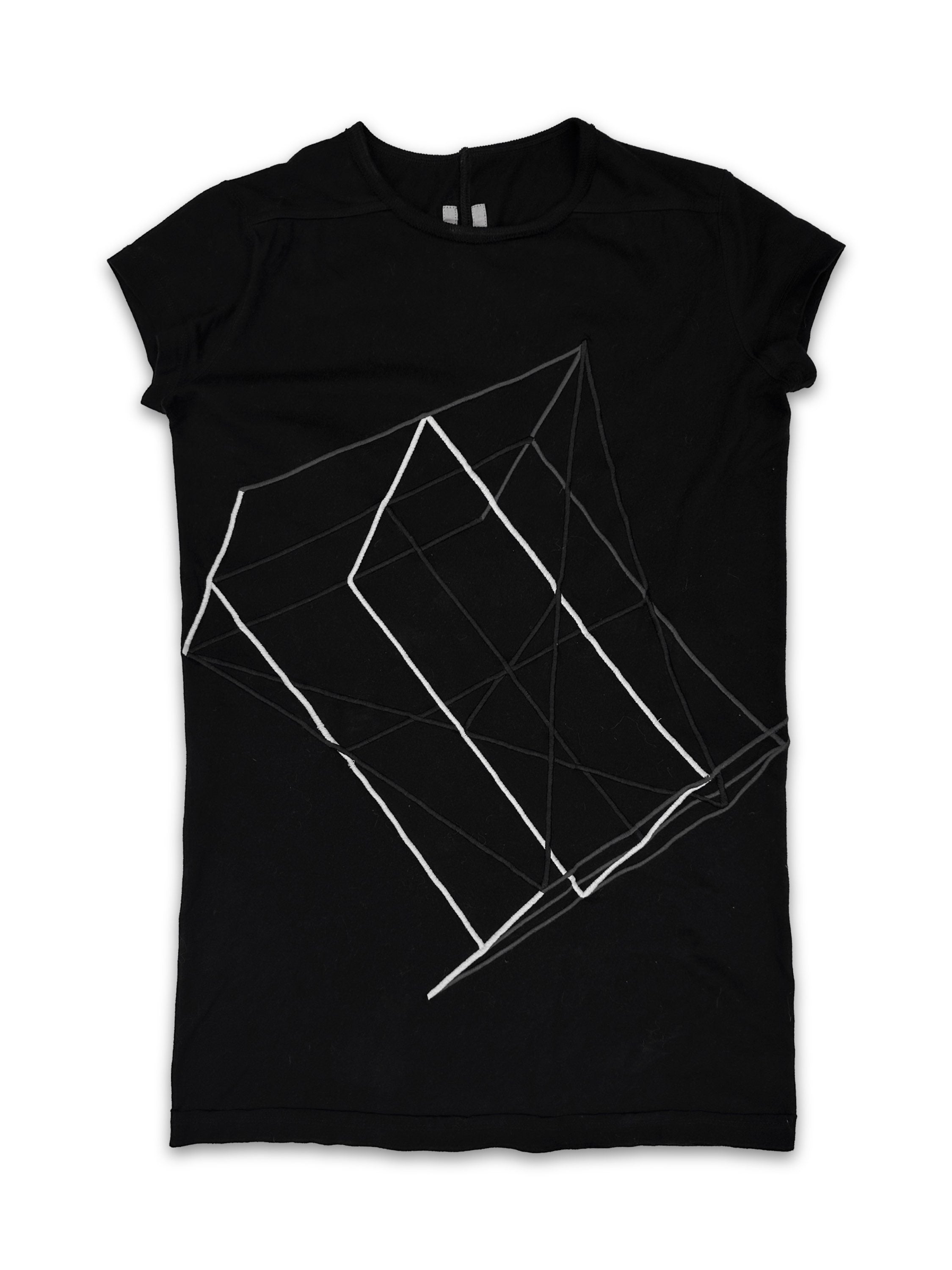 SS19 Rick Owens ‘Babel’ Black Embroidered Geometric Tank Top