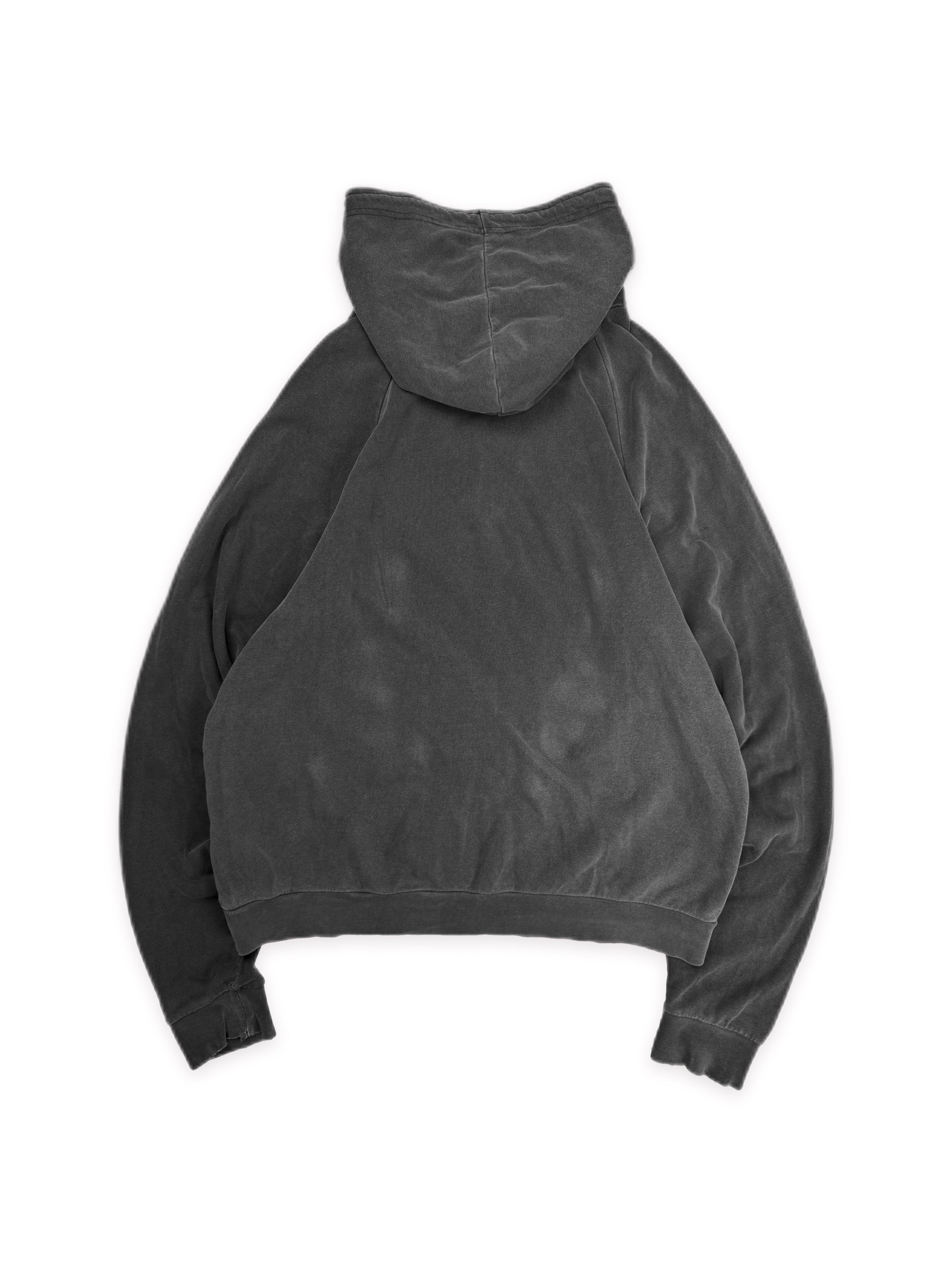 AW04 Raf Simons ‘Waves’ Paisley Hood Charcoal Grey Faded Hoodie