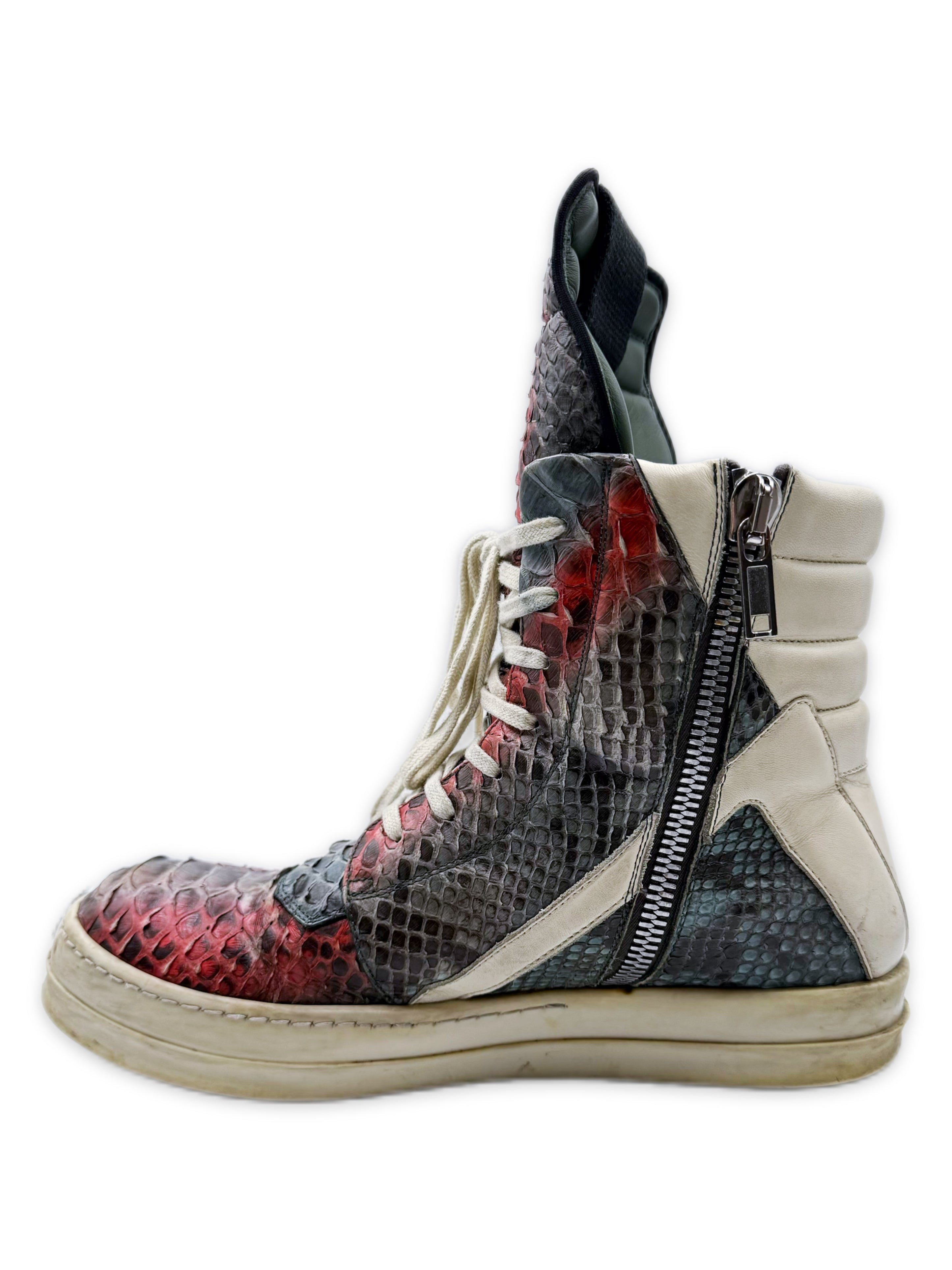 AW22 Rick Owens Painted Python Skin Gradient Geobasket Sneakers
