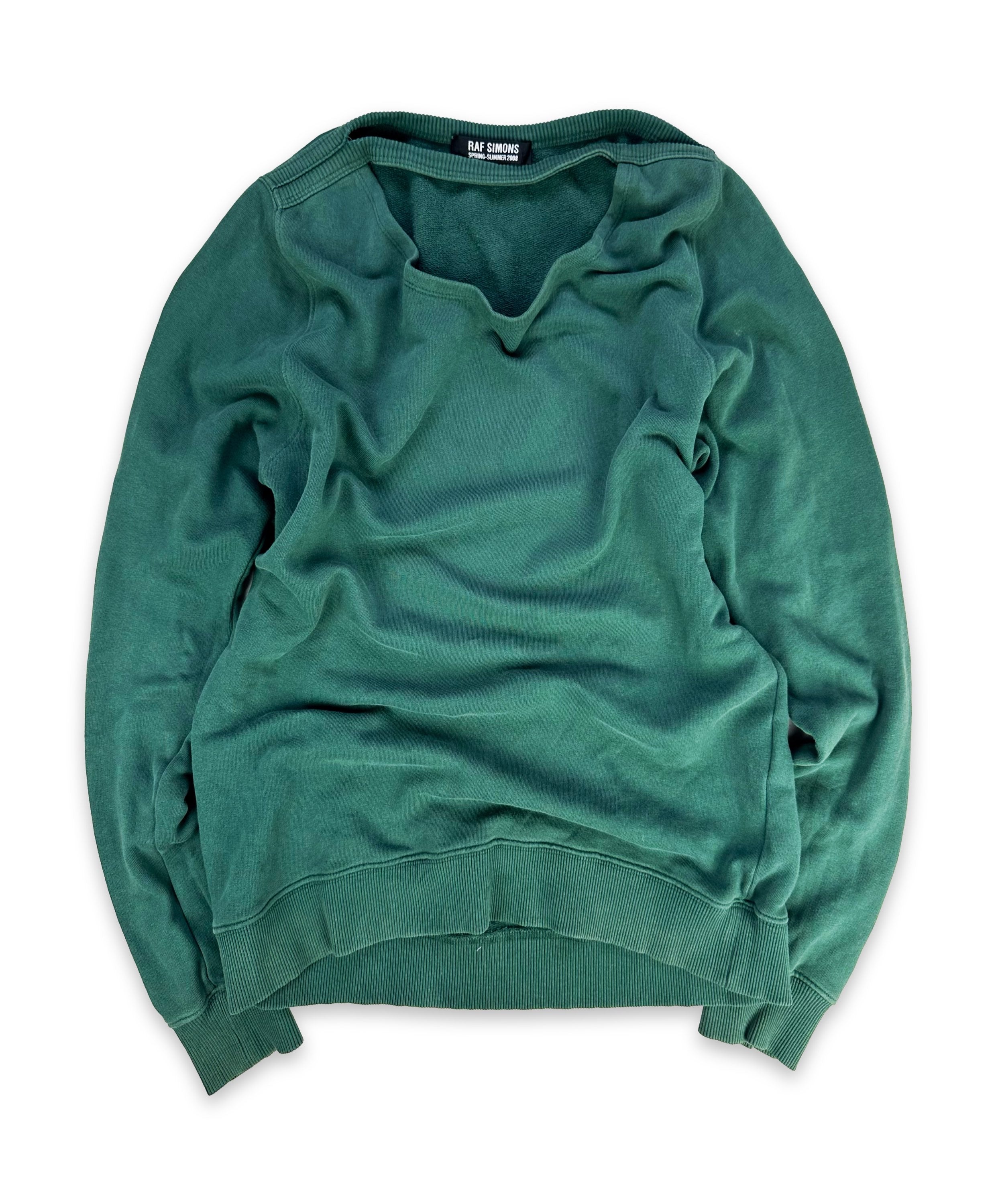 SS08 Raf Simons ‘Cut Out’ Teal Slit Collar Crewneck