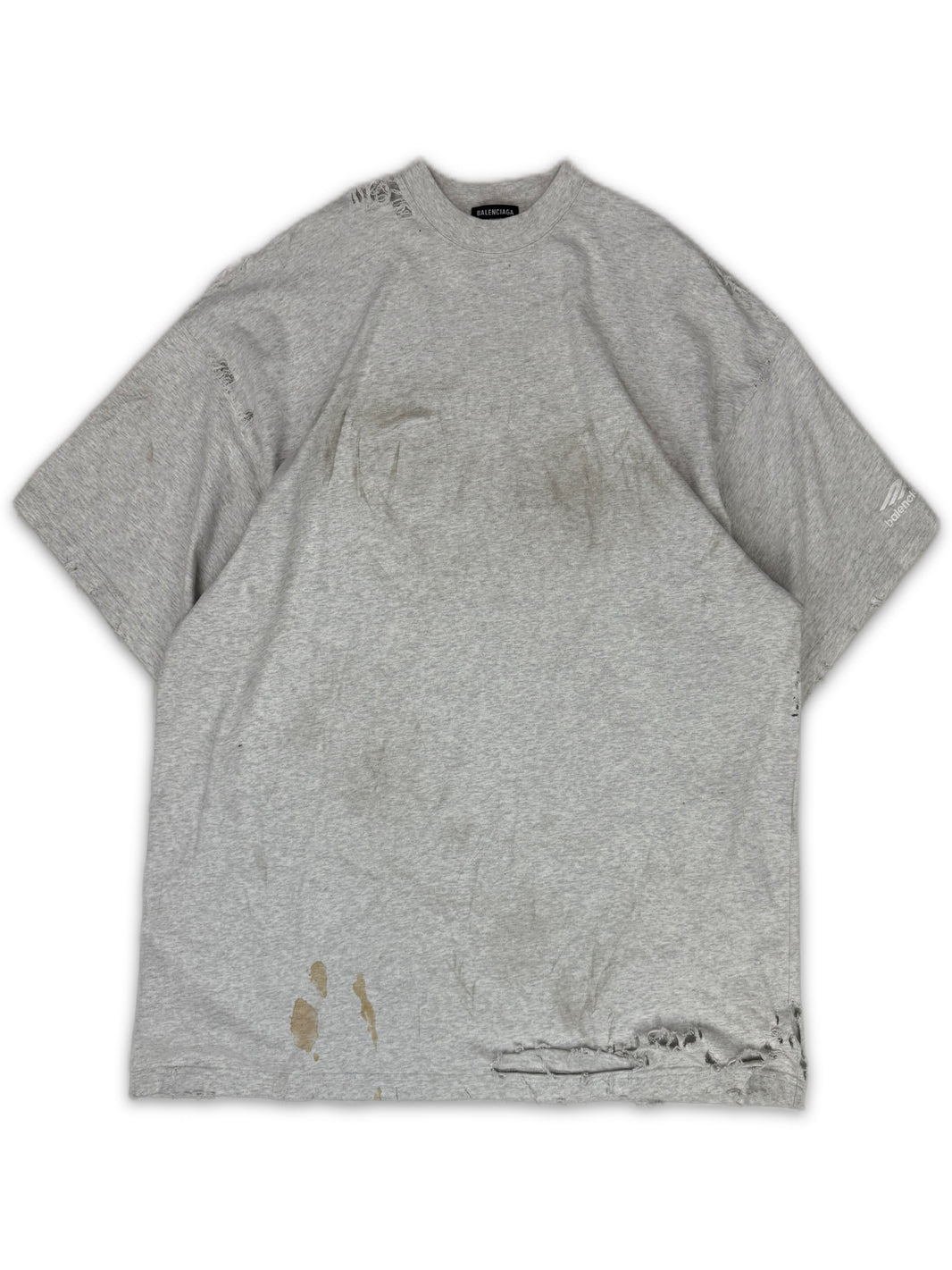 Balenciaga Distressed ‘Calendar’ Heather Grey Layered T-Shirt